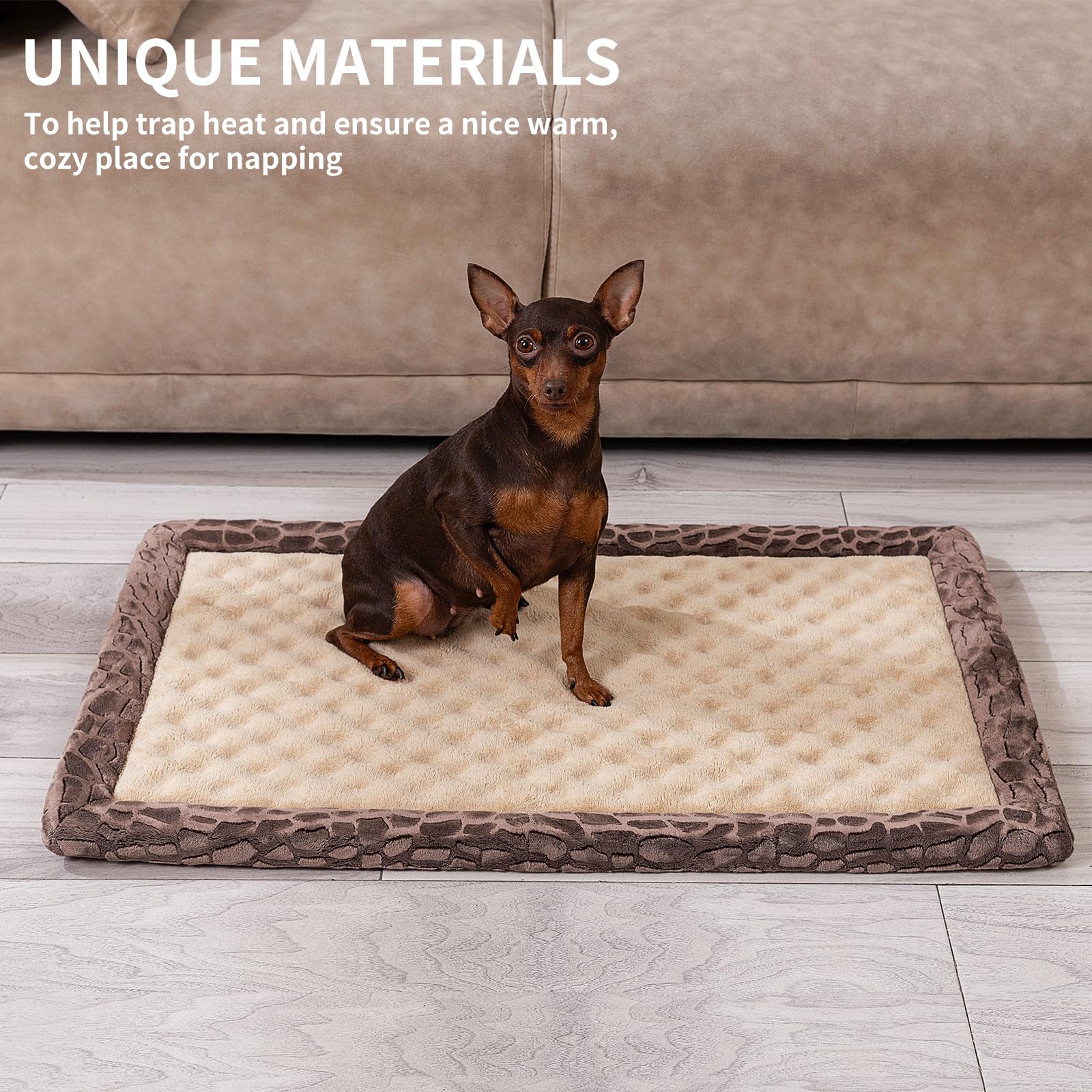 Minidear Dog Crate Pad, 42''X28''X1.1'' Crate Bed Rectangle Shape Non-Skid Kennel Pad, Rubber Backing Memory Foam For Dog Bed Ma