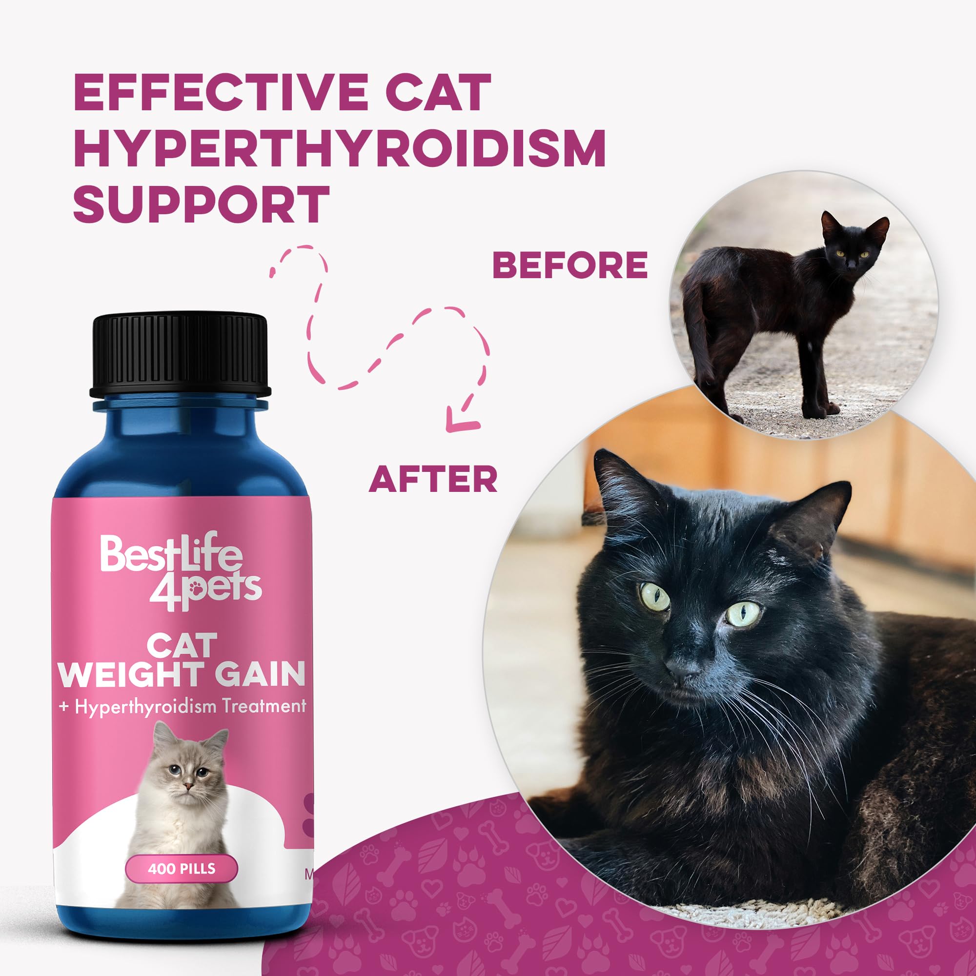 Cat Weight Gain & Hyperthyroidism Treatment, Safe and Effective Cat Appetite Stimulant, Thyroid and Metabolic Support, Weight Ma