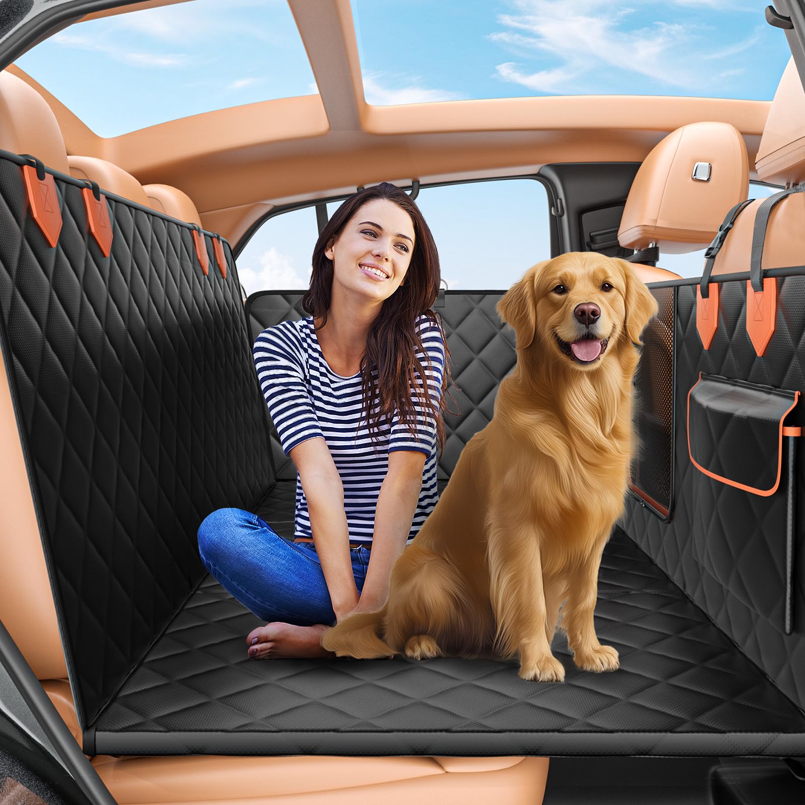 Ijvae Back Seat Extender For Dogs Hard Bottom Holds 500Lbs,Waterproof Dog Car Seat Cover For Back Seat, Truck-Large Space Dog Ha
