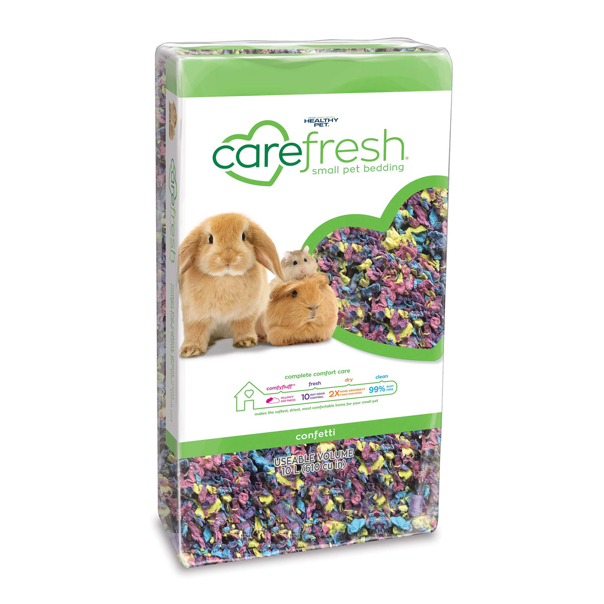 Carefresh 99% Dust-Free Confetti Natural Paper Small Pet Bedding With Odor Control, 10 L