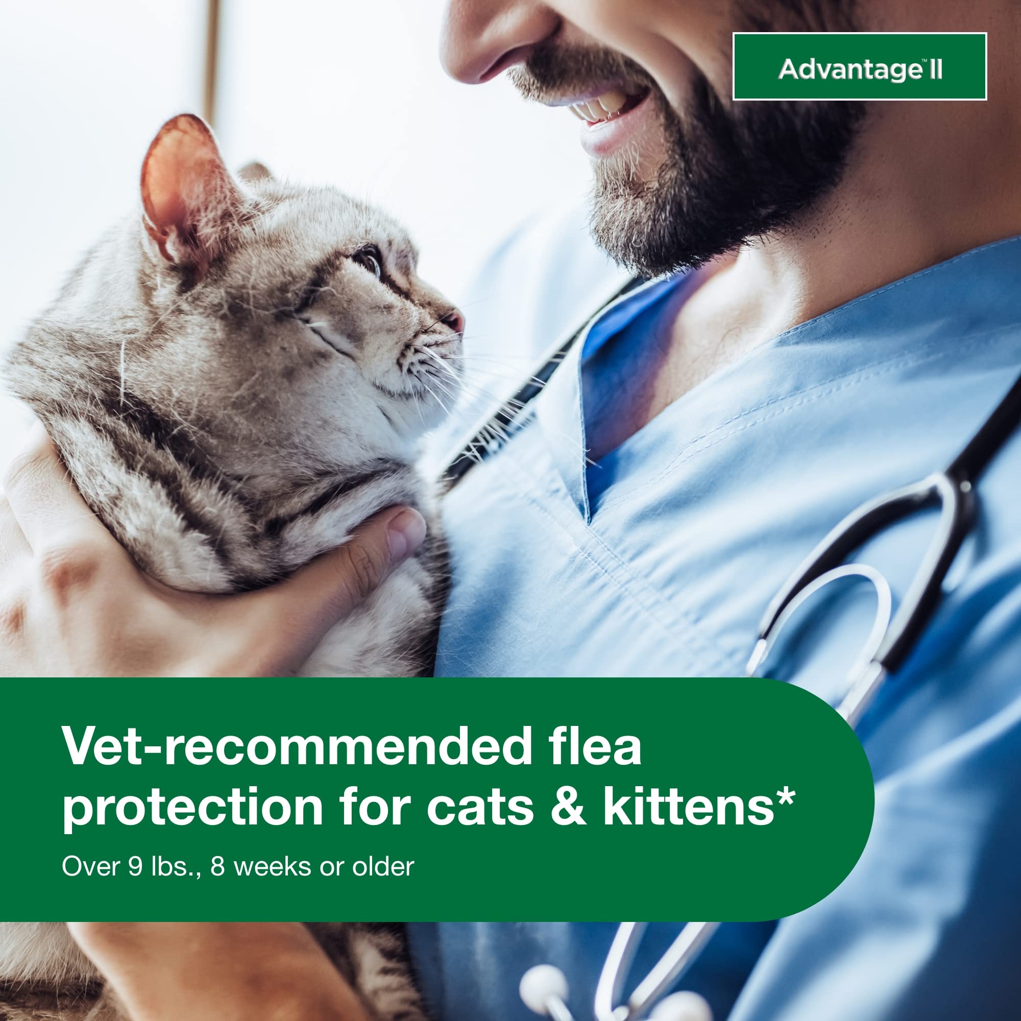 Advantage II Flea Treatment for Large Cats Over 9 lbs - 1-Month Supply, Vet-Recommended, Effective Prevention