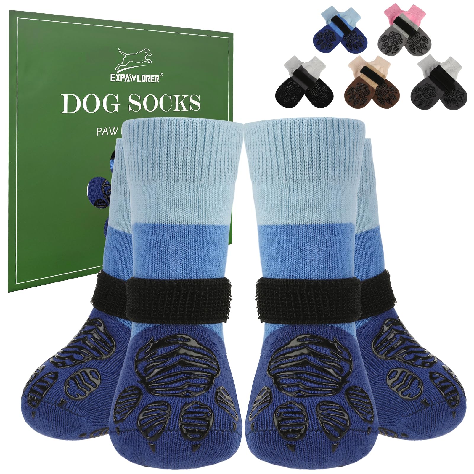EXPAWLORER Anti Slip Dog Socks to Prevent Licking Paws, Dog Boots & Paw Protectors with Grippers for Winter, Dog Booties for Har
