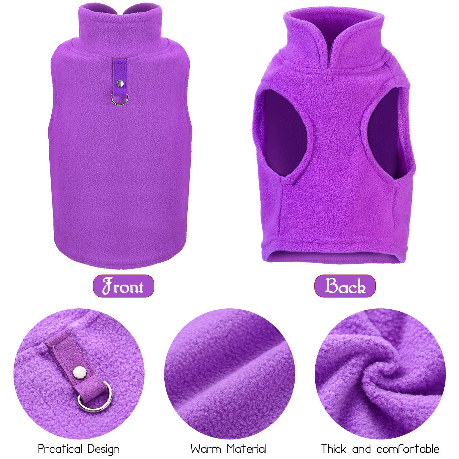 Dog Fleece Vest 4 Pieces Dog Cold Weather Pullover Dog Cozy Jacket Winter Dog Clothes Pet Sweater Vest With Leash Ring For Small Dogs