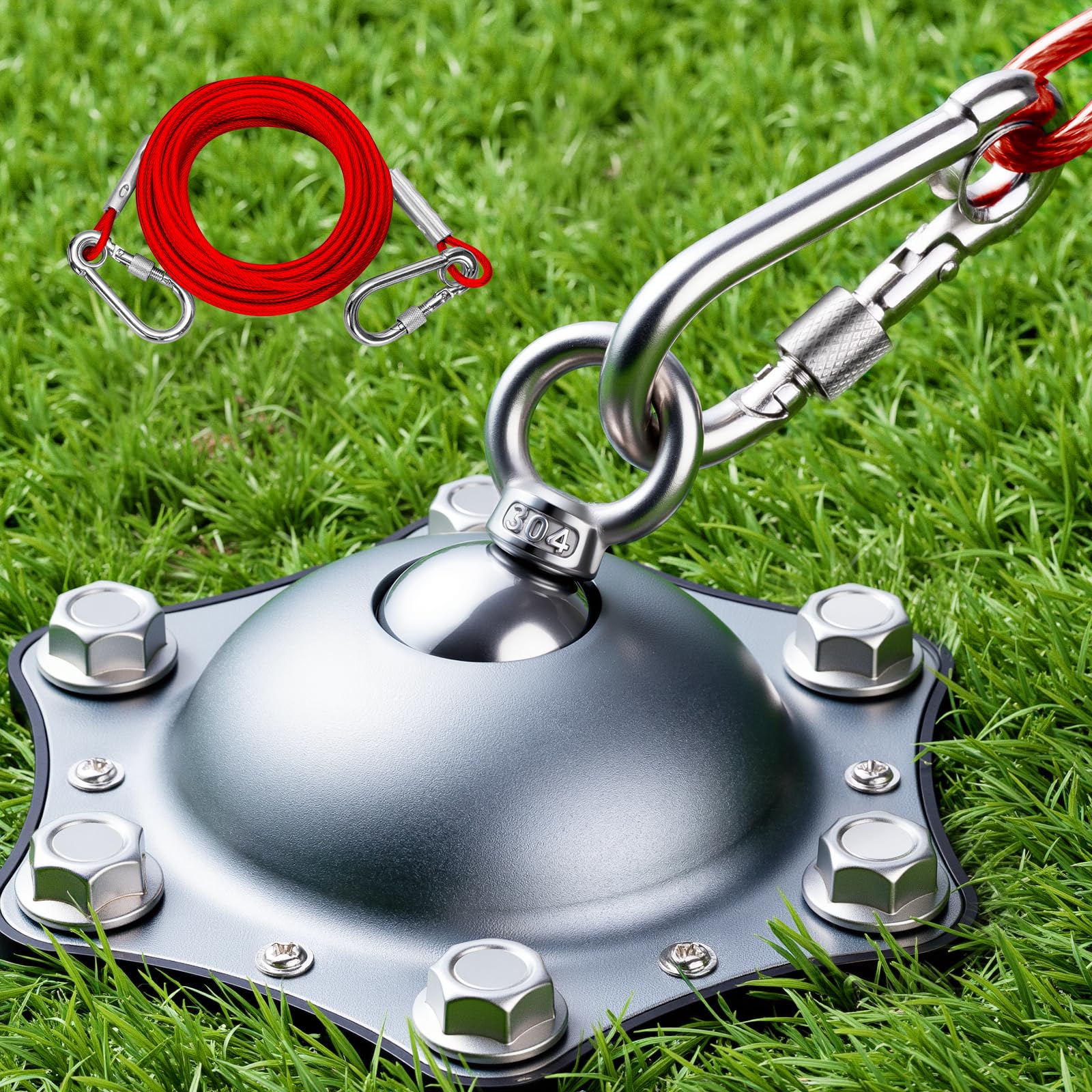 Dog Tie Out Cable And Stake Heavy Duty, 30Ft Steel Leash Dog Runner For Yard With Ground Anchor, 360 Swivel No Tangle Weather-Re