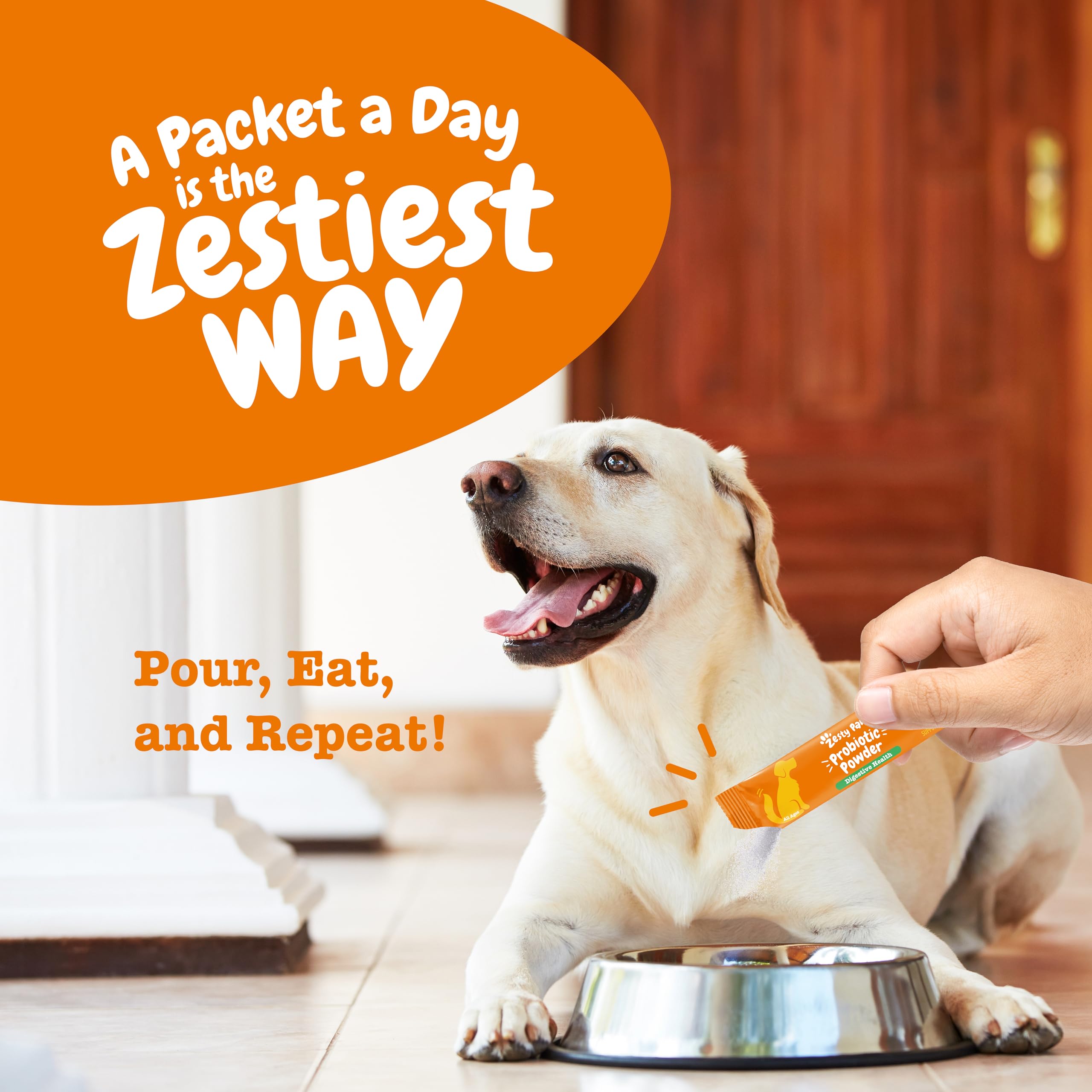 Zesty Paws Probiotics for Dogs - Powder Meal Topper for Digestive, Immune System Support - Premium DE111 Dog Probiotics for Dige