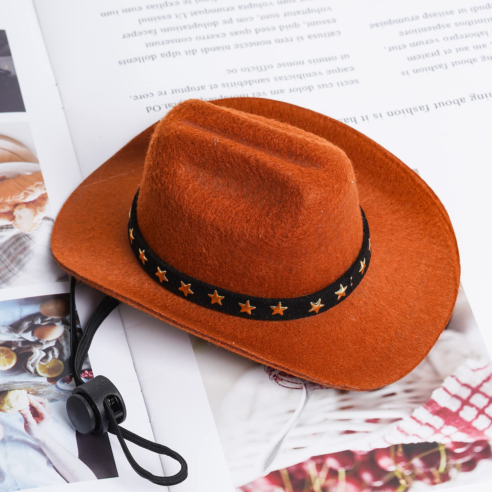 Choyaxo Pet Cowboy Costume Cosplay Cap Halloween Costumes For Dogs Cat Pet Party Decoration Mini Cowboy Hat (Brown, Small)