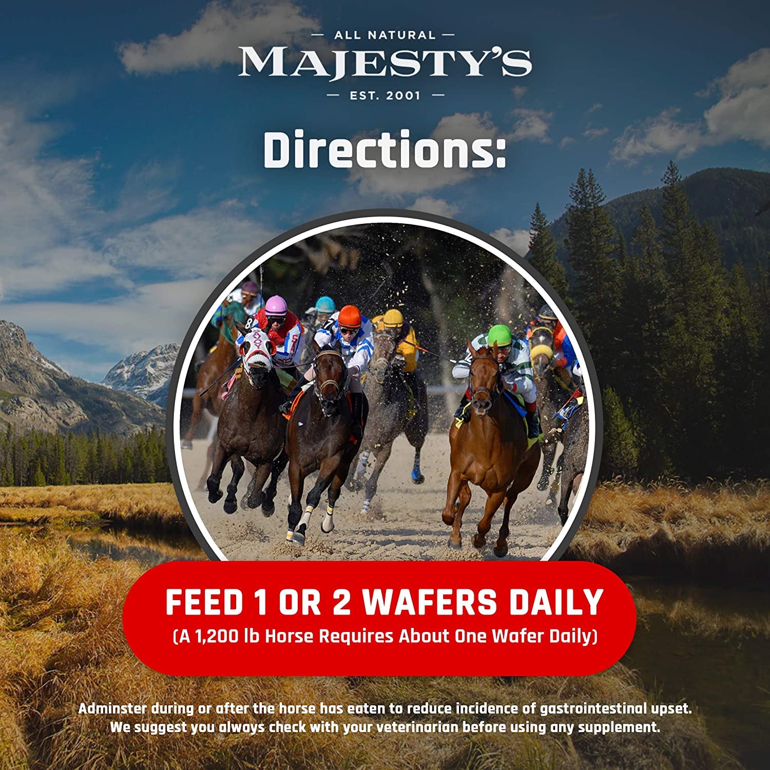 Majestys Flex Wafers - Superior Horse / Equine Joint Support Supplement - Glucosamine, MSM, Chondroitin, Yucca, Vitamin C - 60
