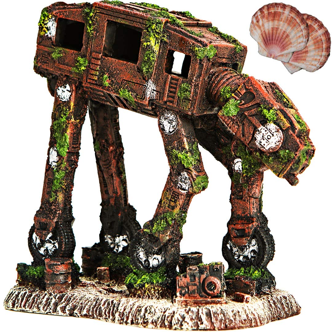 Fish Tank Decorations, Multi Design Optional, Resin Aquarium Ornament, Creative Betta Fish Hide Cave For Aquarium Decorations, Wine Barrel,Robot Dog, Wood House, Castle, Hobbitor More