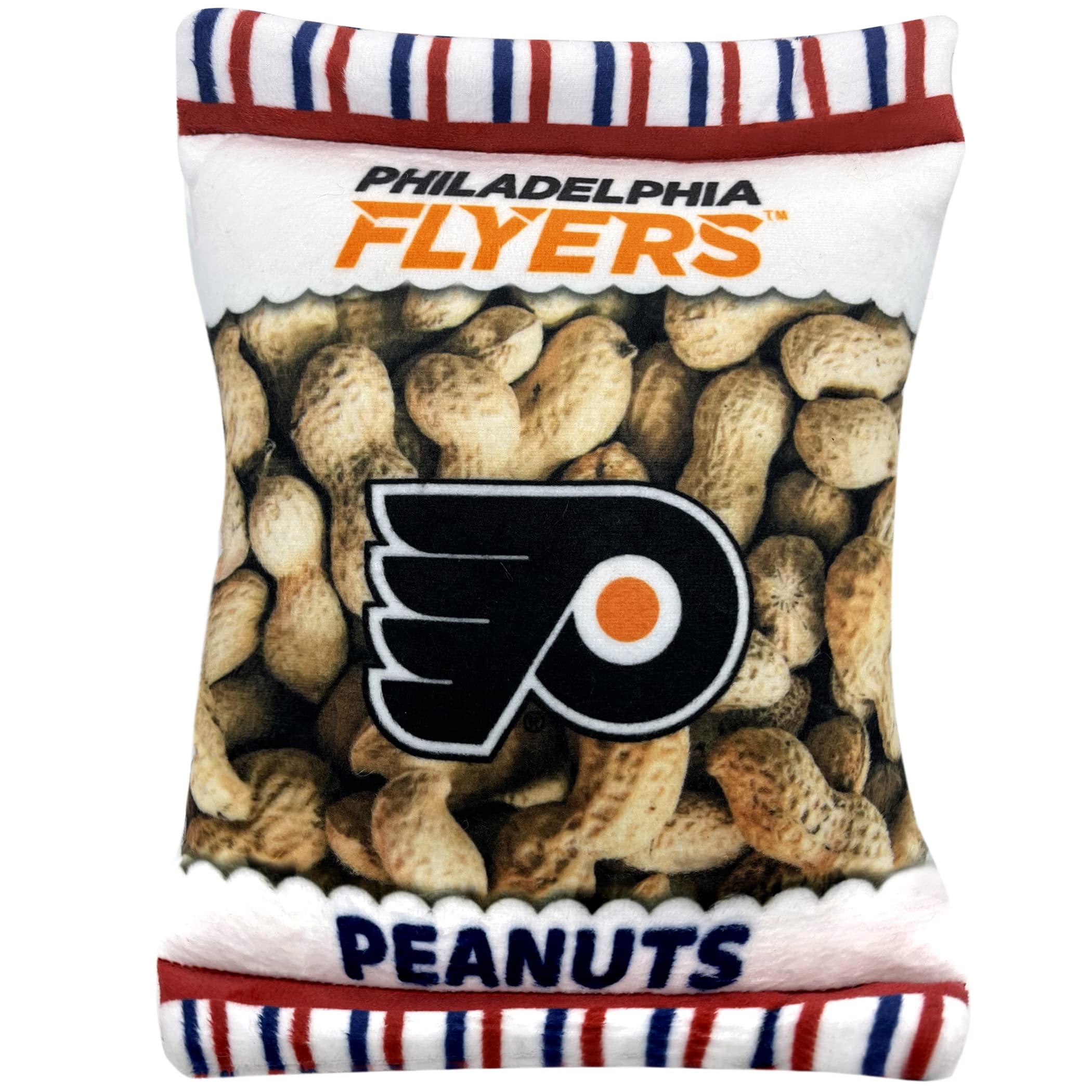 Pets First NHL Philadelphia Flyers Crinkle Fine Plush Dog & Cat Squeak Toy - Cutest Stadium Peanuts Snack Plush Toy for Dogs & C