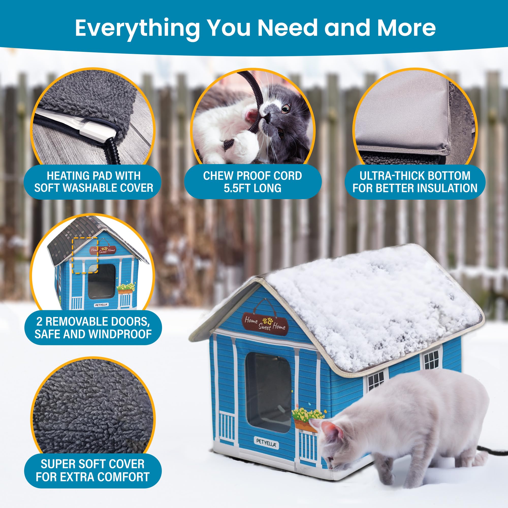 Heated Cat House for Outside - Heated Outdoor Cat House Weatherproof - Cat Houses for Outdoor Cats - Outdoor Heated Cat House -