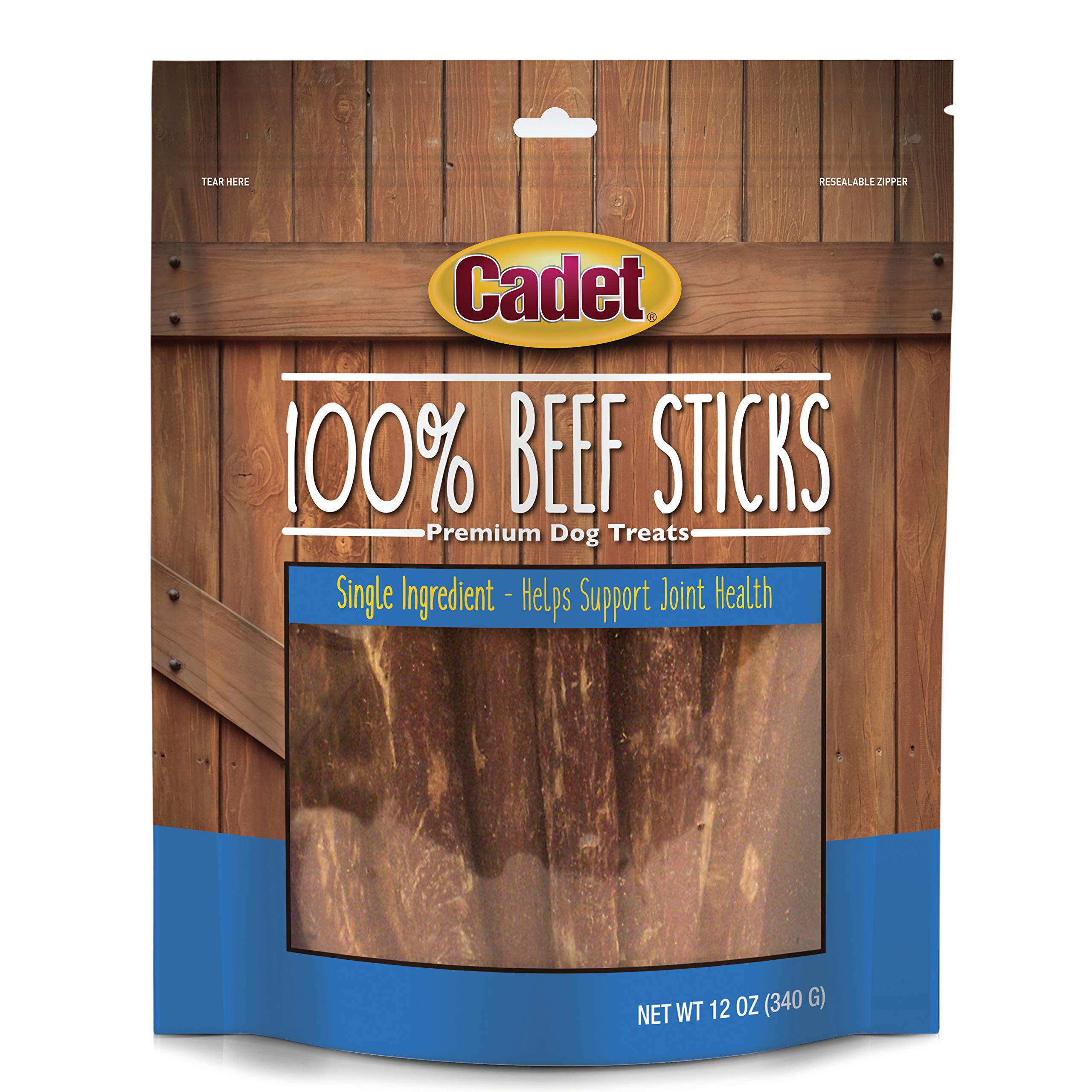 Cadet Beef Sticks Dog Treats - Long-Lasting, Healthy & Natural Beef Esophagus Treats for Small & Large Dogs, Low Calorie & High 