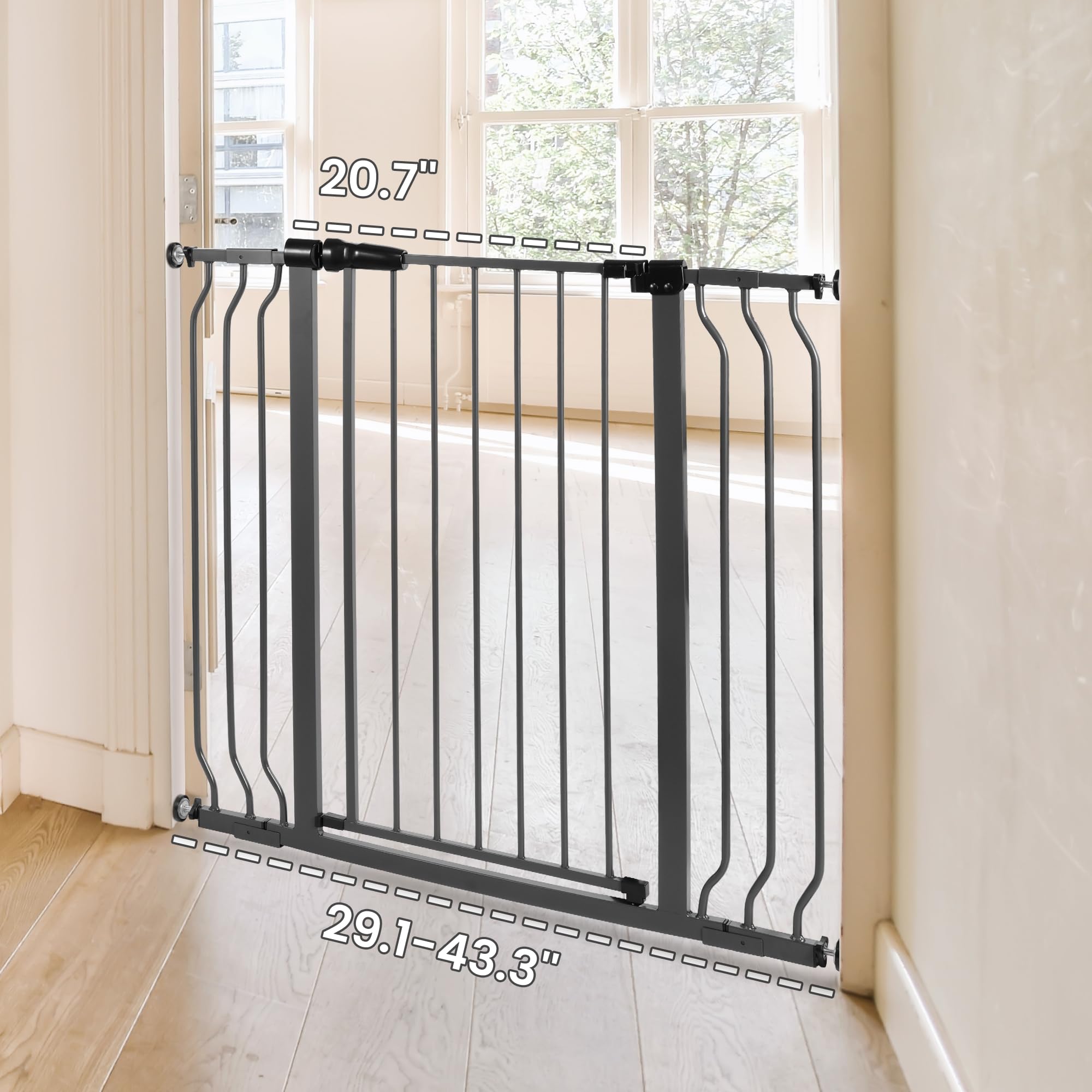 Balancefrom Easy Walk-Thru Safety Gate For Doorways And Stairways With Auto-Close/Hold-Open Features, 36-Inch Tall, Fits 29.1 - 43.3 Inch Openings, Graphite