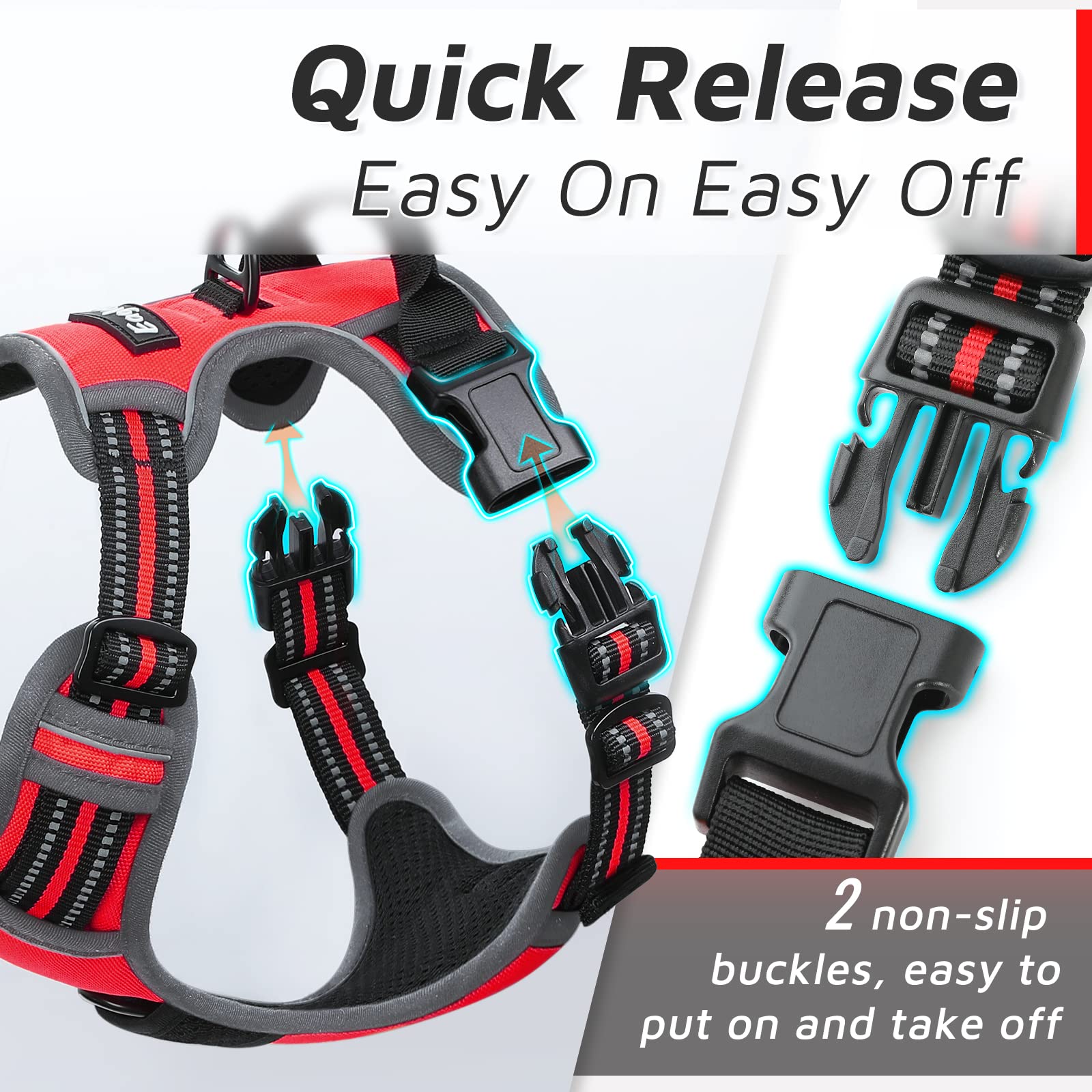 Eagloo Dog Harness Large Breed, No Pull Service Vest with Reflective Strips and Control Handle, Adjustable and Comfortable for E