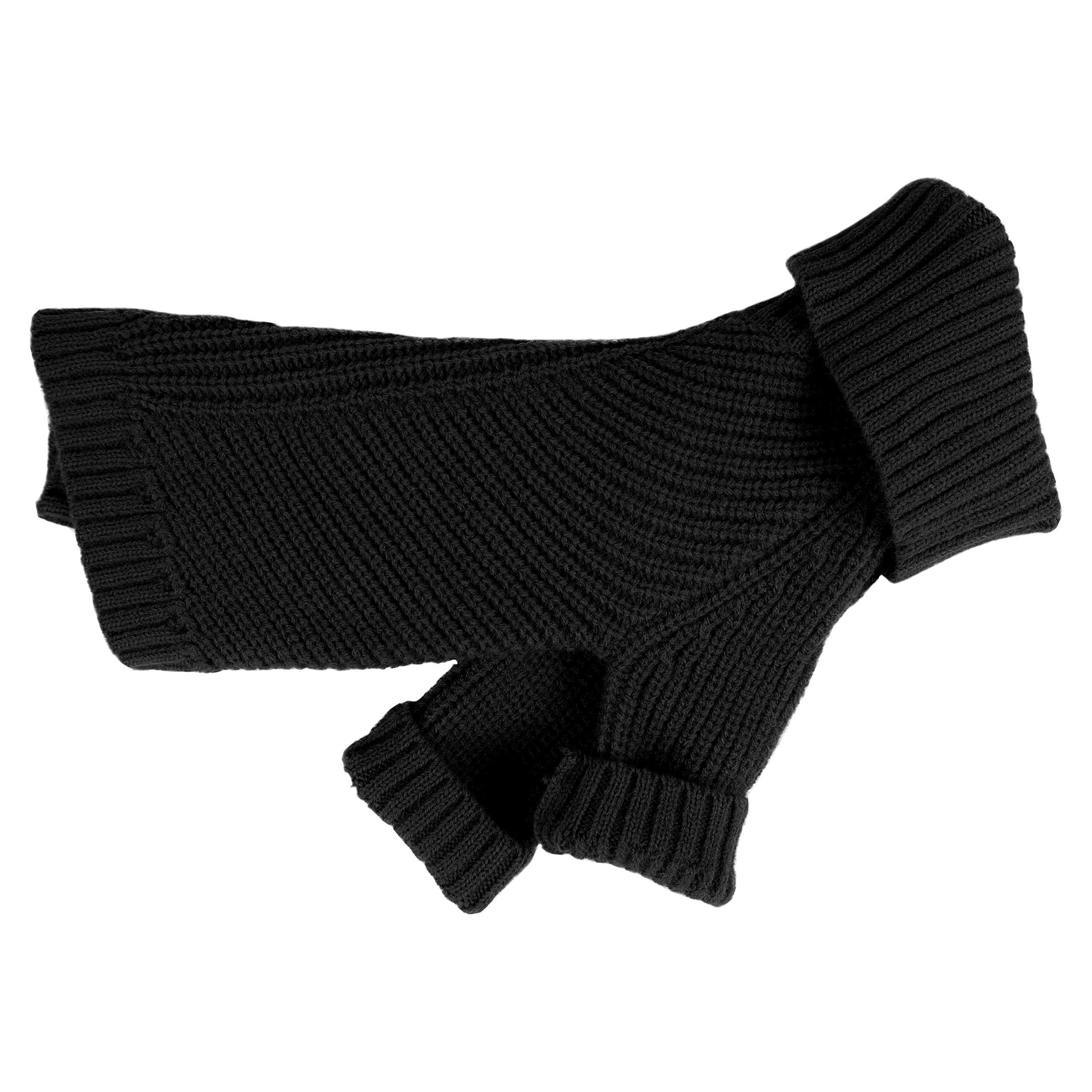 Fitwarm Dog Turtleneck Sweater, Thermal Knitted Pet Coat, Dog Winter Clothes For Small Dogs, Cat Apparel, Black, Xxl