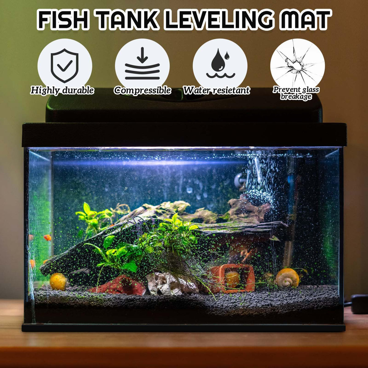 Pangda 30 X 12 Inch Aquarium Fish Self Leveling Mat For Under Tank Foa ...