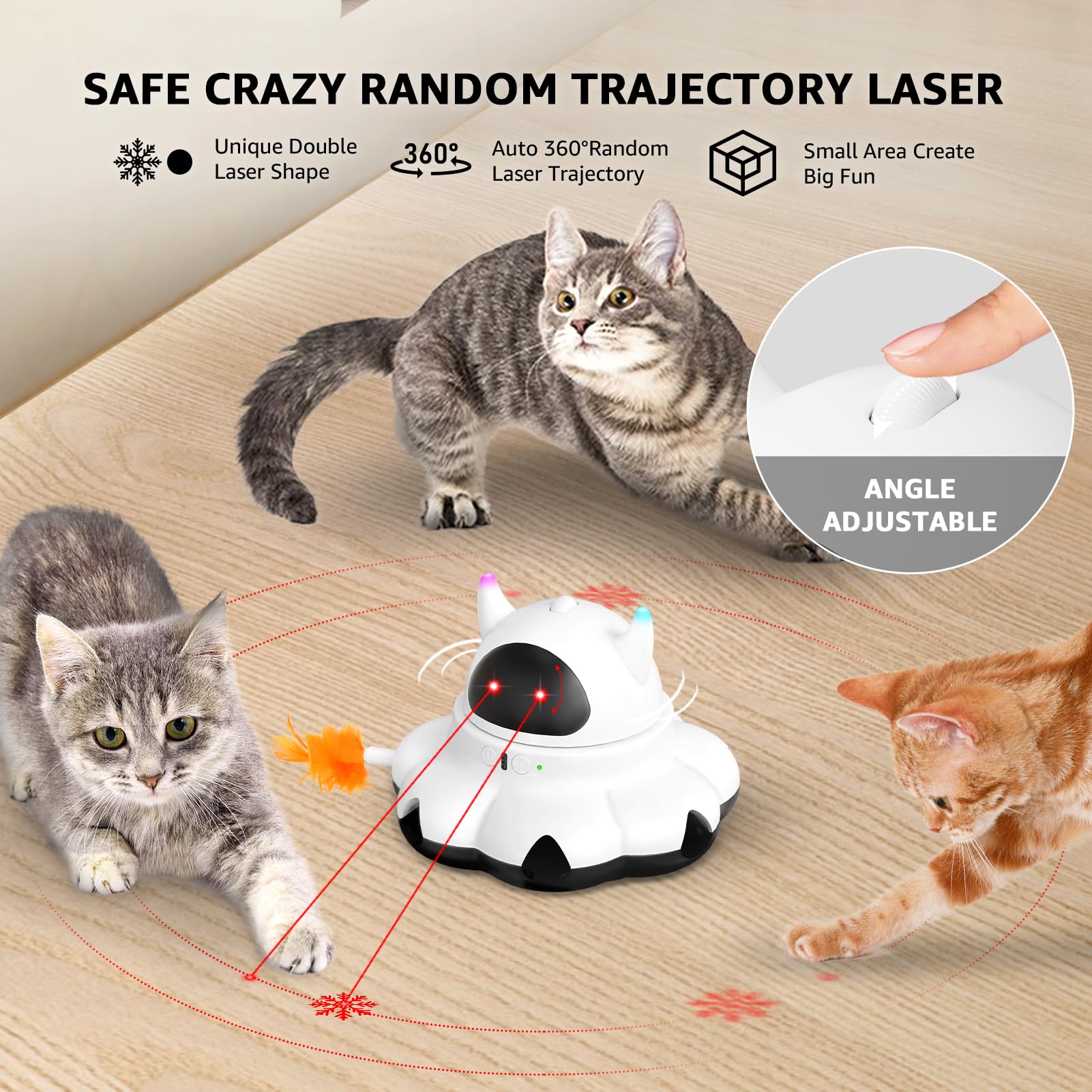 Mikk Cat Laser Toy Cat Feather Toys 2-In-1 Interactive For Indoor Cats Automatic With Remote Control Moving Ambush Usb-C Recharg