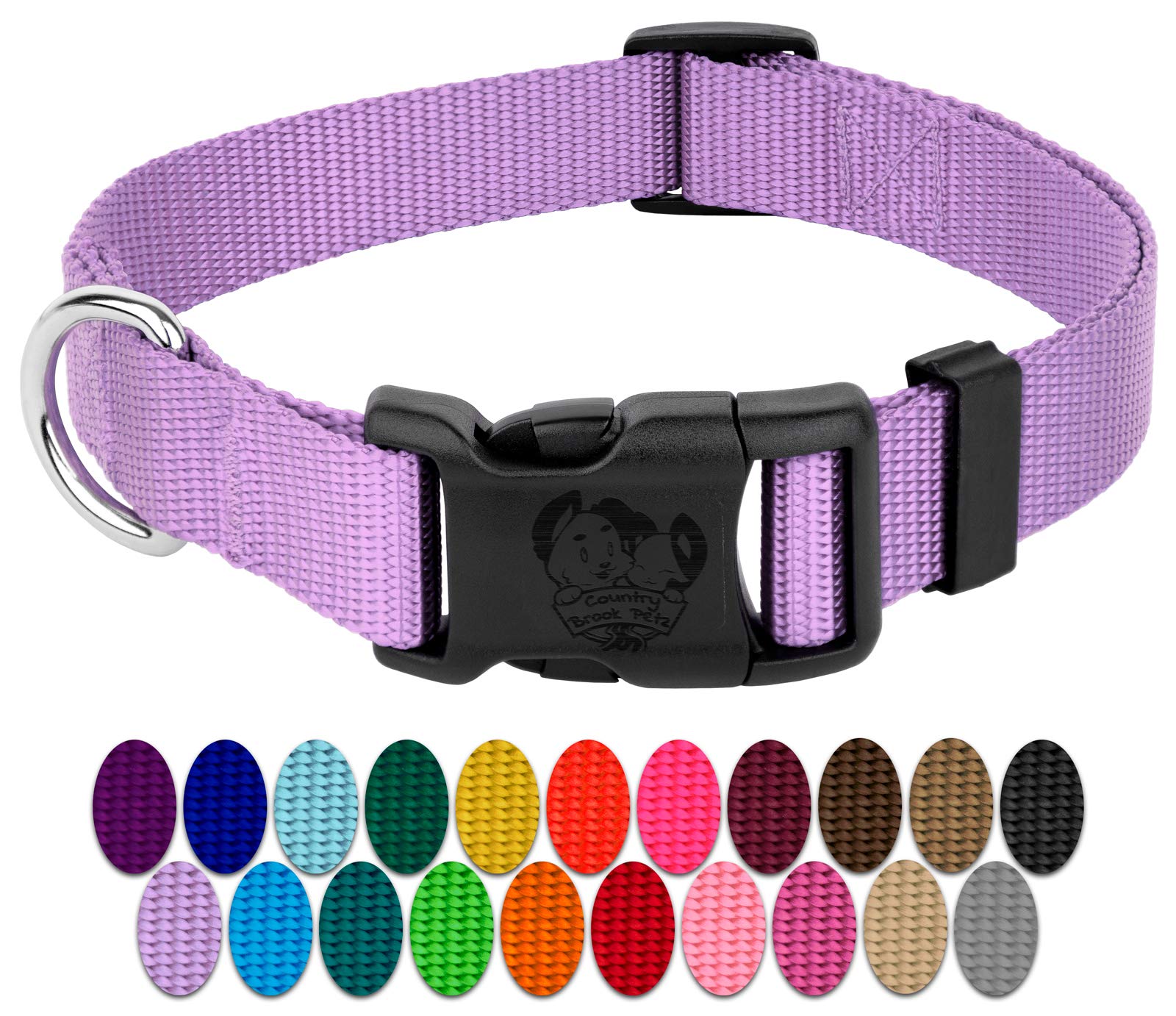 Country Brook Petz - 30+ Vibrant Colors - American Made Deluxe Nylon Dog Collar with Buckle (Extra Small, 3/8 Inch Wide, Lavende