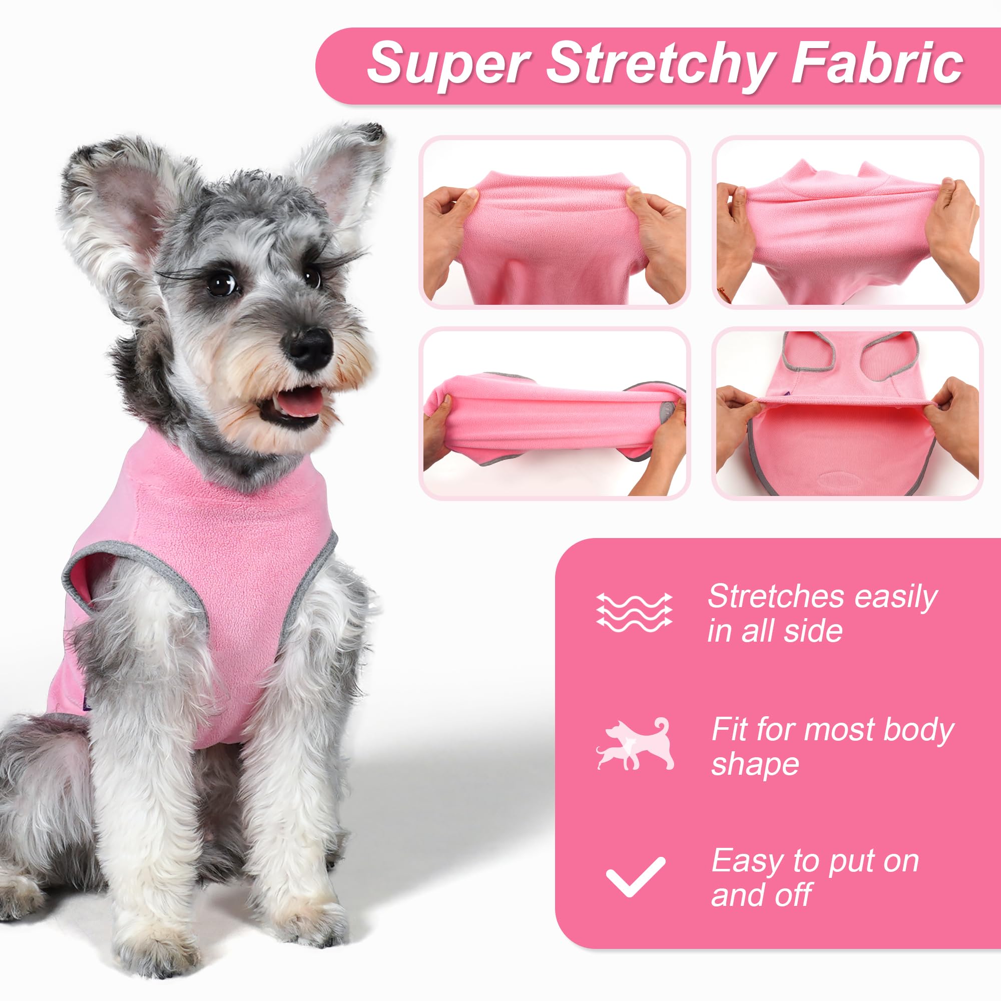 Cyeollo 2 Pack Fleece Dog Sweater Vest Dog Sweatshirt Reflective Lightweight Dog Clothes For Small Dogs Girl Pet Apparel Pink, F