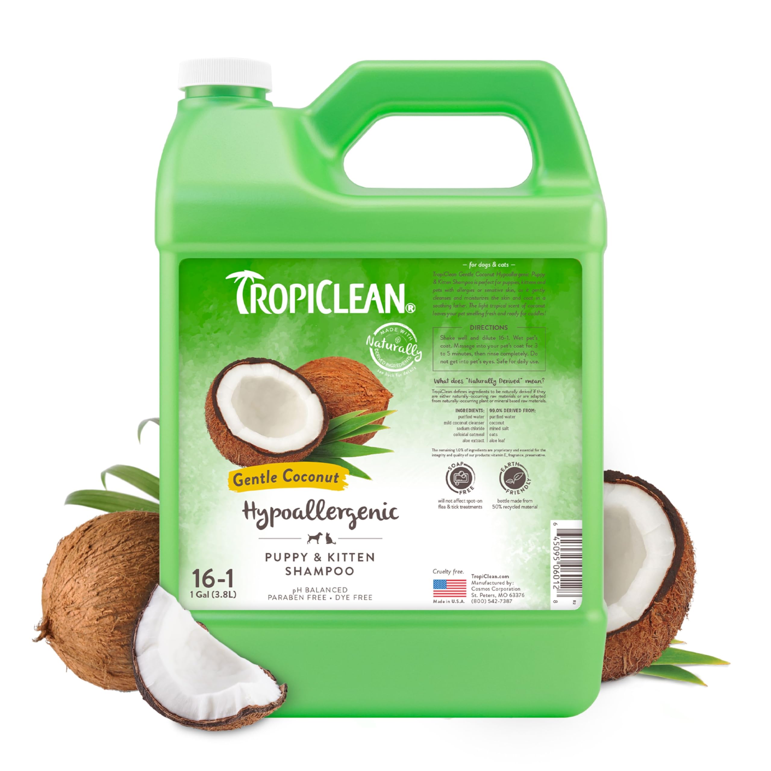 TropiClean Gentle Puppy Shampoo, Dog Shampoo for Allergies & Sensitive Skin, Professional Dog Shampoo, Made in USA, Gentle Cocon