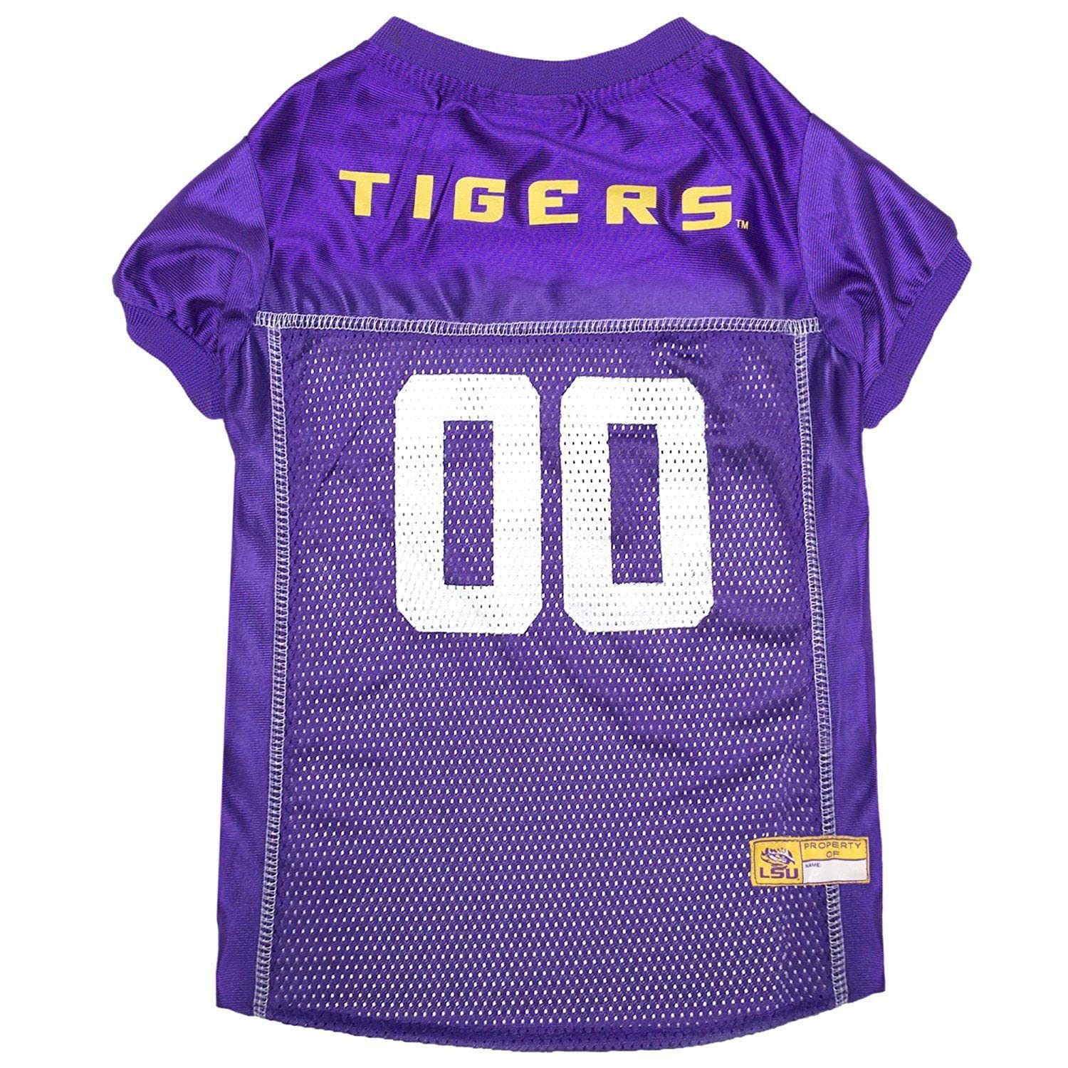 Pets First NCAA College LSU Tigers Mesh Jersey for DOGS & CATS, X-Large. Licensed Dog Jersey with your Favorite Football/Basketb