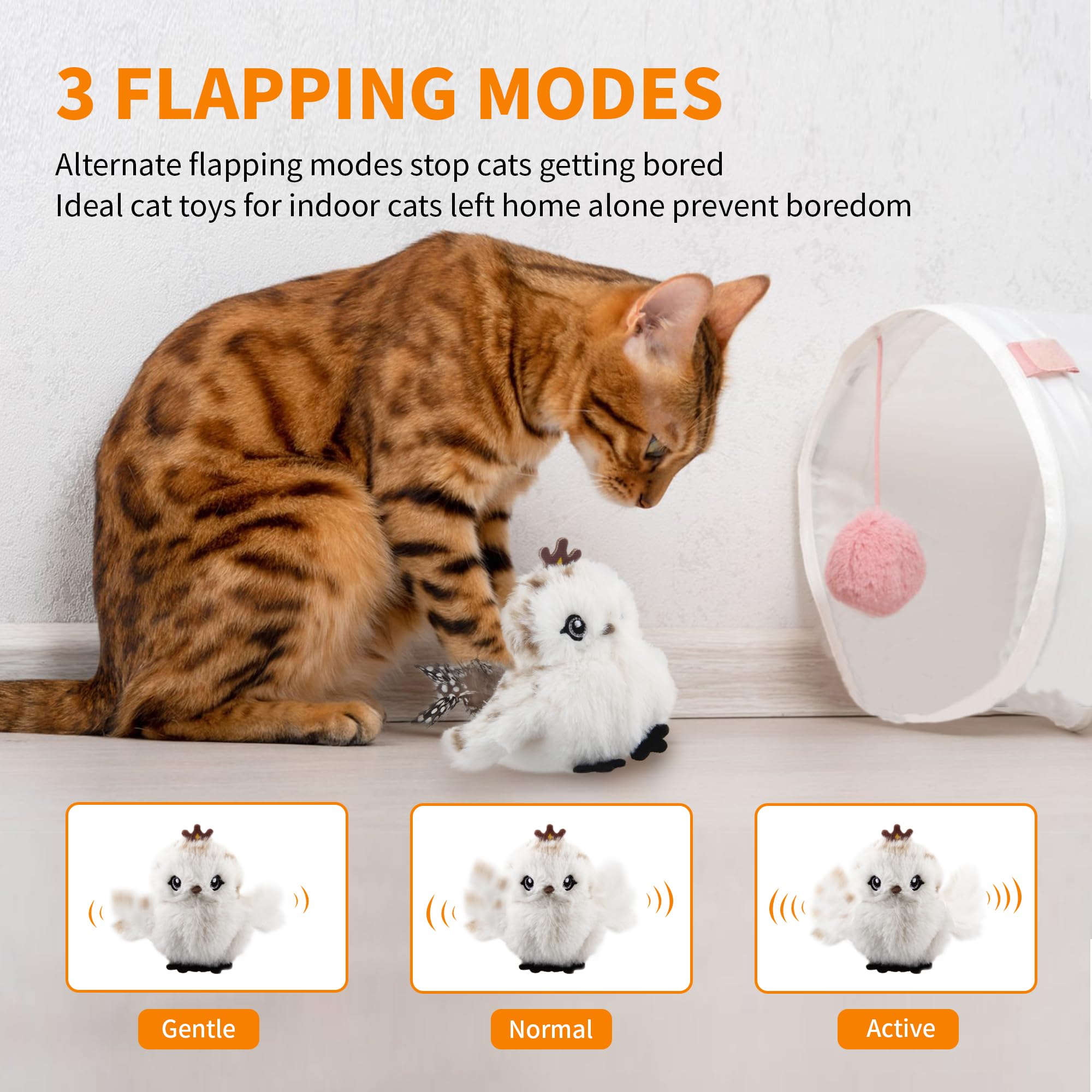 Gigwi Flappy Bird Cat Toy For Indoor Cats, Rechargeable Lifelike Sandpiper Interactive Flapping Bird Cat Toy Tweet, Flapping Win