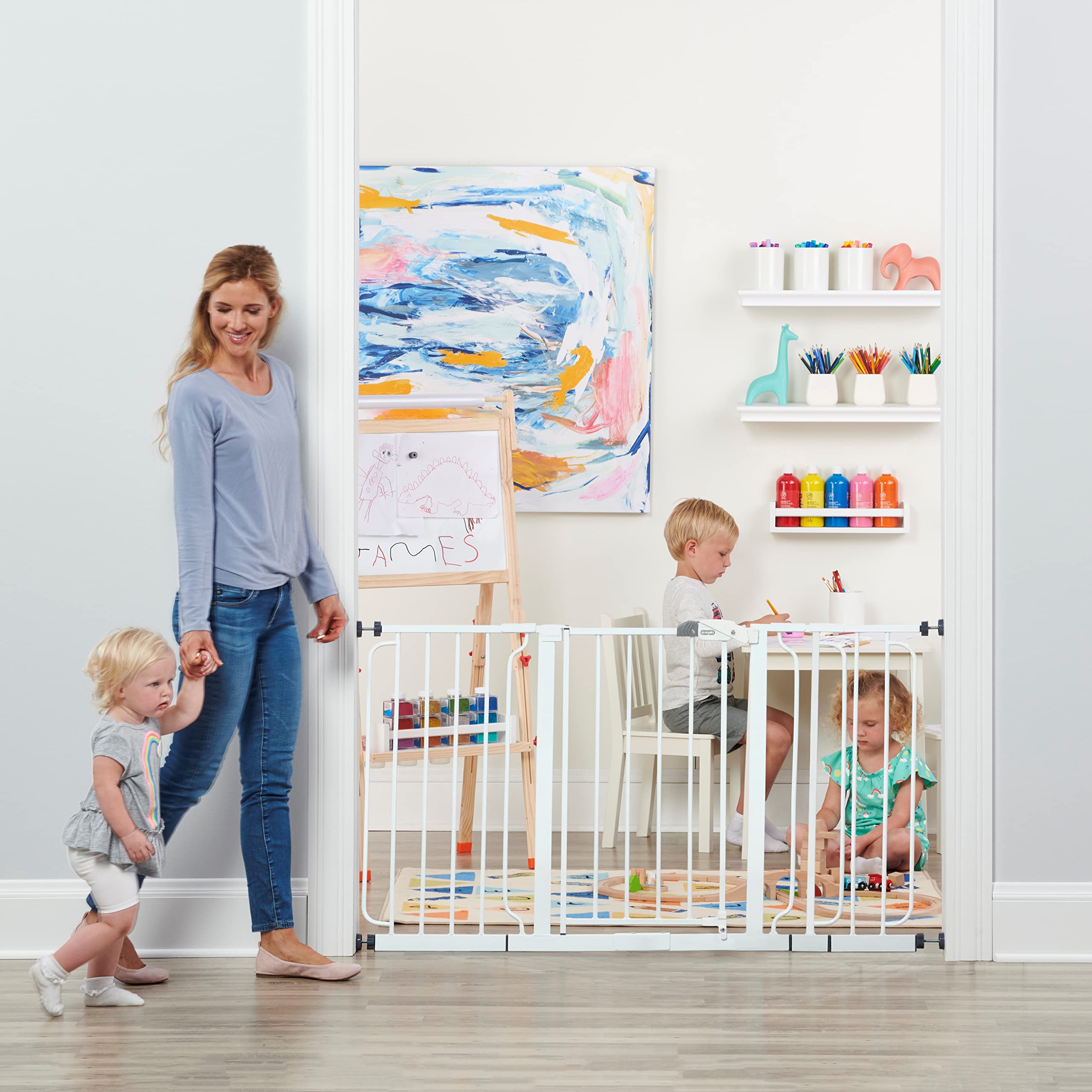 Regalo 56-Inch Extra Wide Baby Gate - Metal, White, Includes Extensions, Model 1158 DS, Fits 29-56"W x 30"H