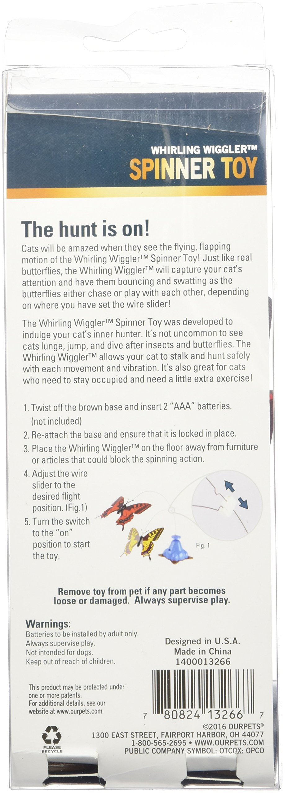 Ourpets Whirling Wiggler Spinner Cat Toy, Model: 1400013266