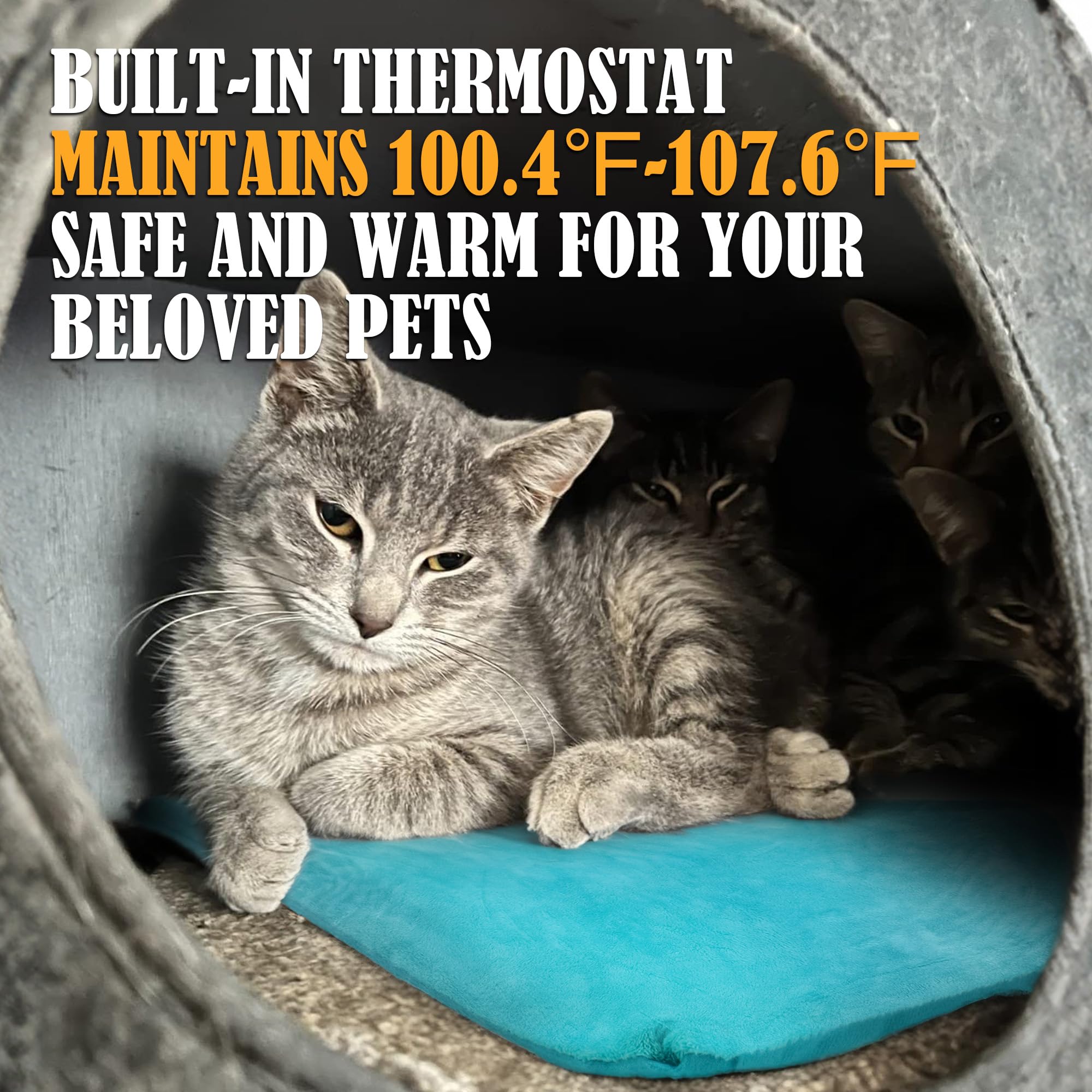 Petnf Outdoor Pet Heating Pad For Cats Outside, Cat Heating Pad Outdoor Winter Waterproof, Heated Cat Bed Safe Electric Cat Warm