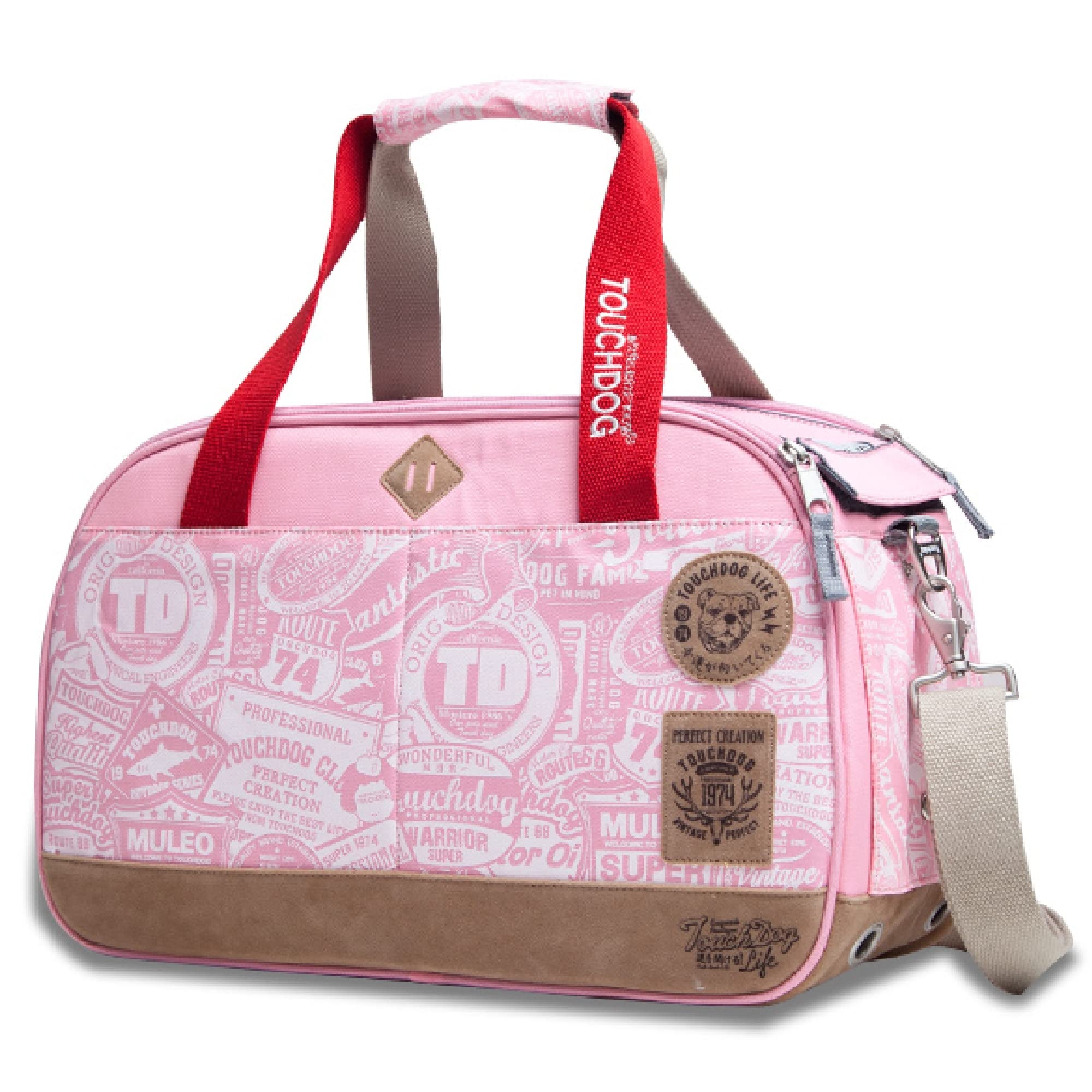 Touchdog Airline Approved Around-The-Globe Passport Designer Pet Carrier, One Size, Pink