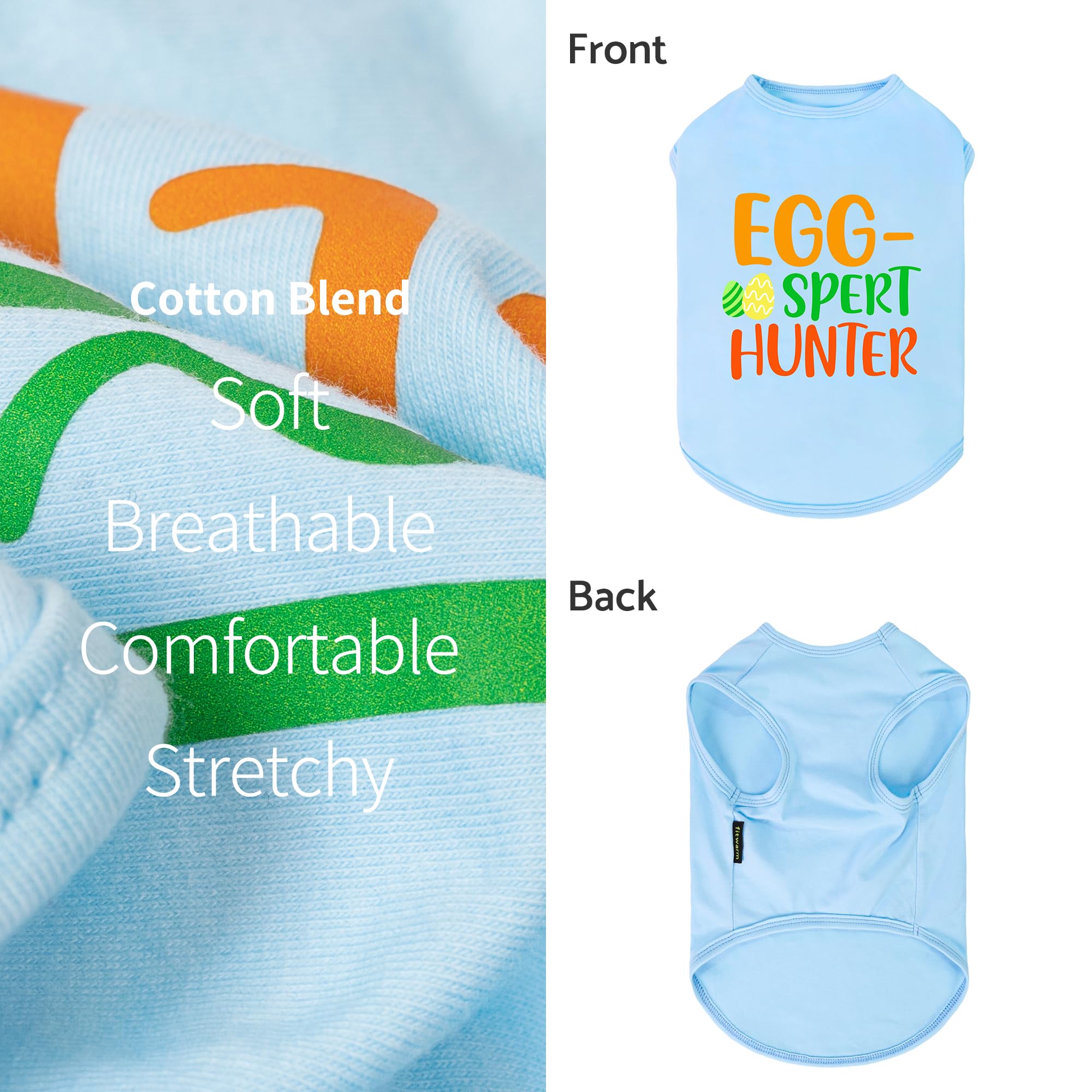 Fitwarm Egg-Spert Hunter Dog Easter Outfit, Summer Clothes For Small Dogs Boy Girl, Pet Outfit, Blue, Red, Green, Orange, Large