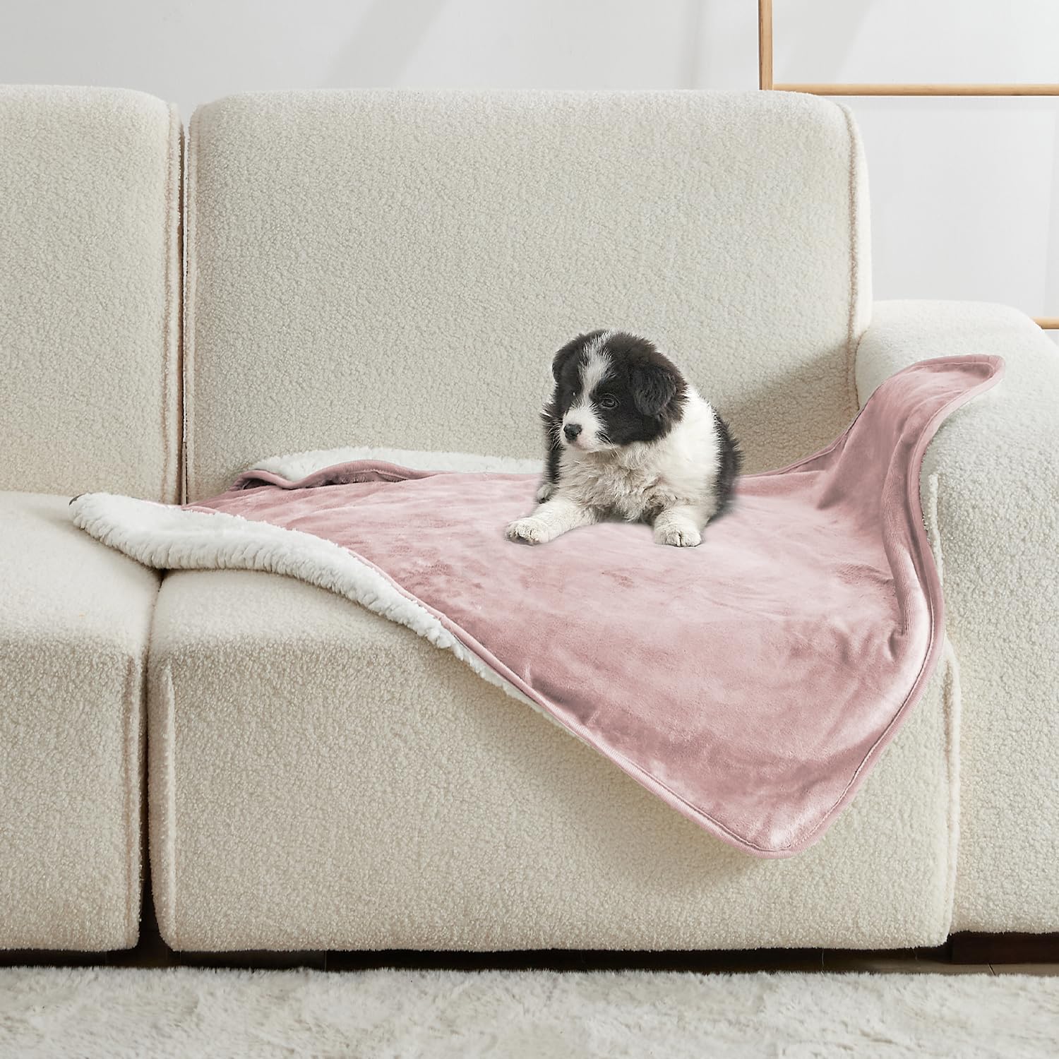Yaning Waterproof Blanket For Bed Couch Sofa, Soft Liquid Pee Proof Pet Blanket For Dog Puppy Cat, Reversible Sherpa Fleece Furniture Protector (Dusty Pink, 30X40 Inches)