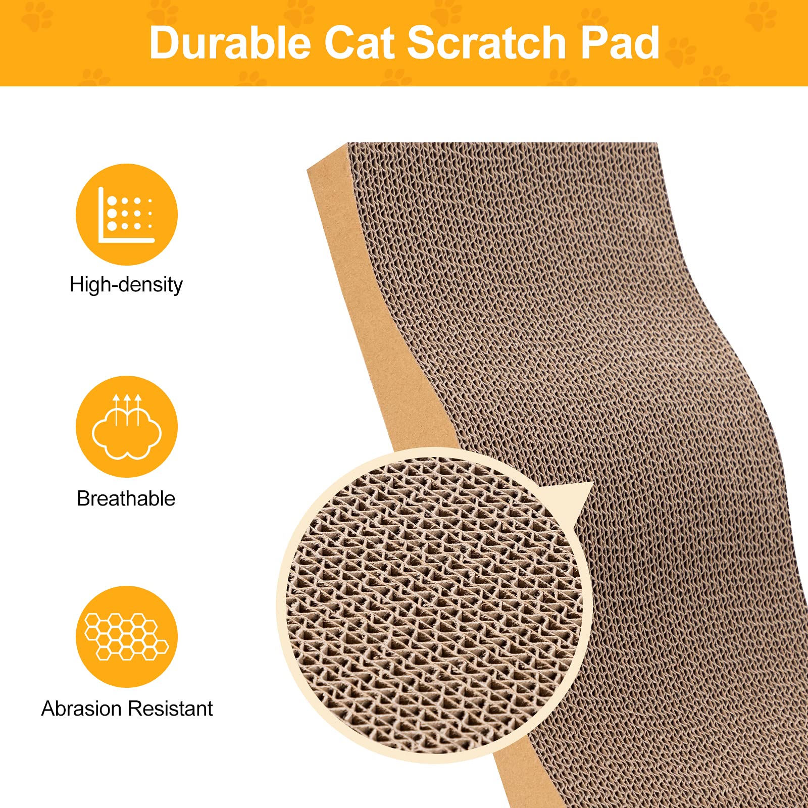 Poils Bebe 5 Pcs Cat Scratcher With Box, Reversible Cat Scratchers For Indoor Cats, Cardboard Cat Scratcher With Catnip, 2 Curved And 3 Flat Boards For Scratching Bed