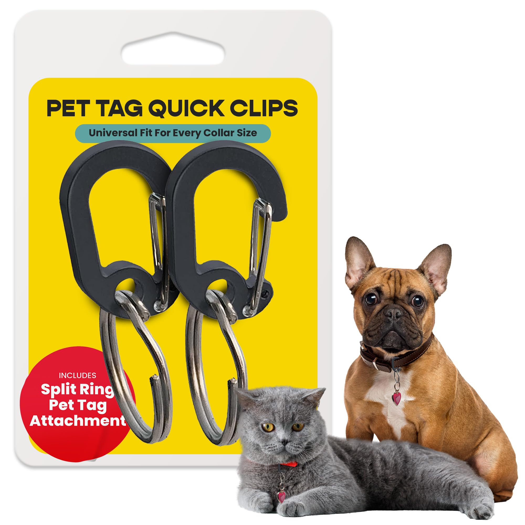 Luckypet Klippy Pet Tag Quick Clips - Cat & Dog Collar For Id Tags Holder Efficient Ring Attachment Clip For Safety - Black, 2 P