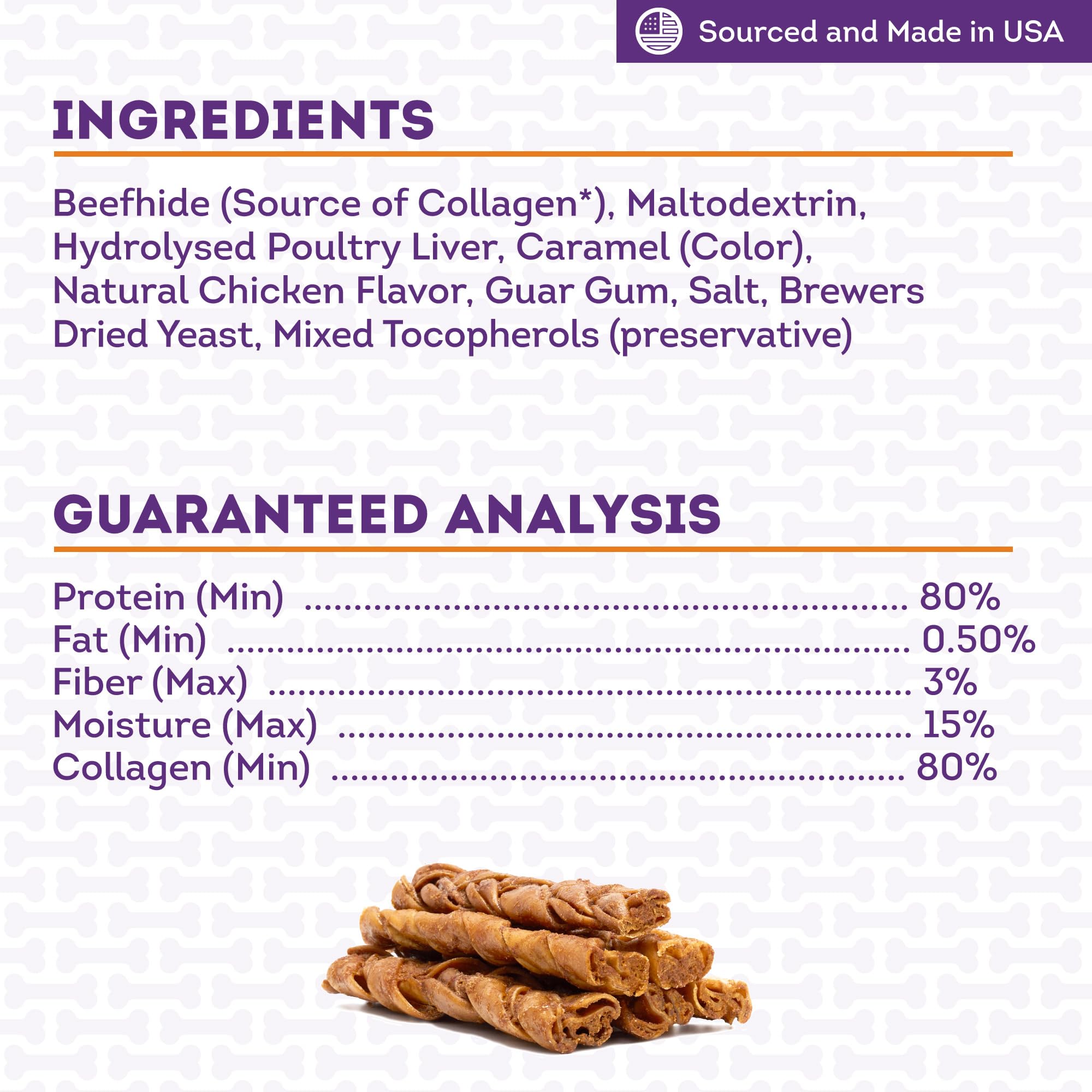 Treatly USA Collagen Braids 6-7 Dog Chew Treats - Chicken Meat Flavor, 6 Count/1 Pack