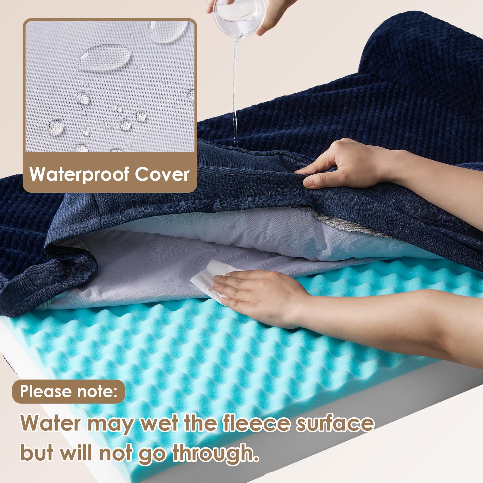 Eheyciga Memory Foam Large Dog Bed, Orthopedic Dog Beds For Large Dogs, Waterproof Egg Crate Dog Couch Bed With Washable Removable Cover And Non-Slip Bottom, L Shaped Dog Bed, Navy
