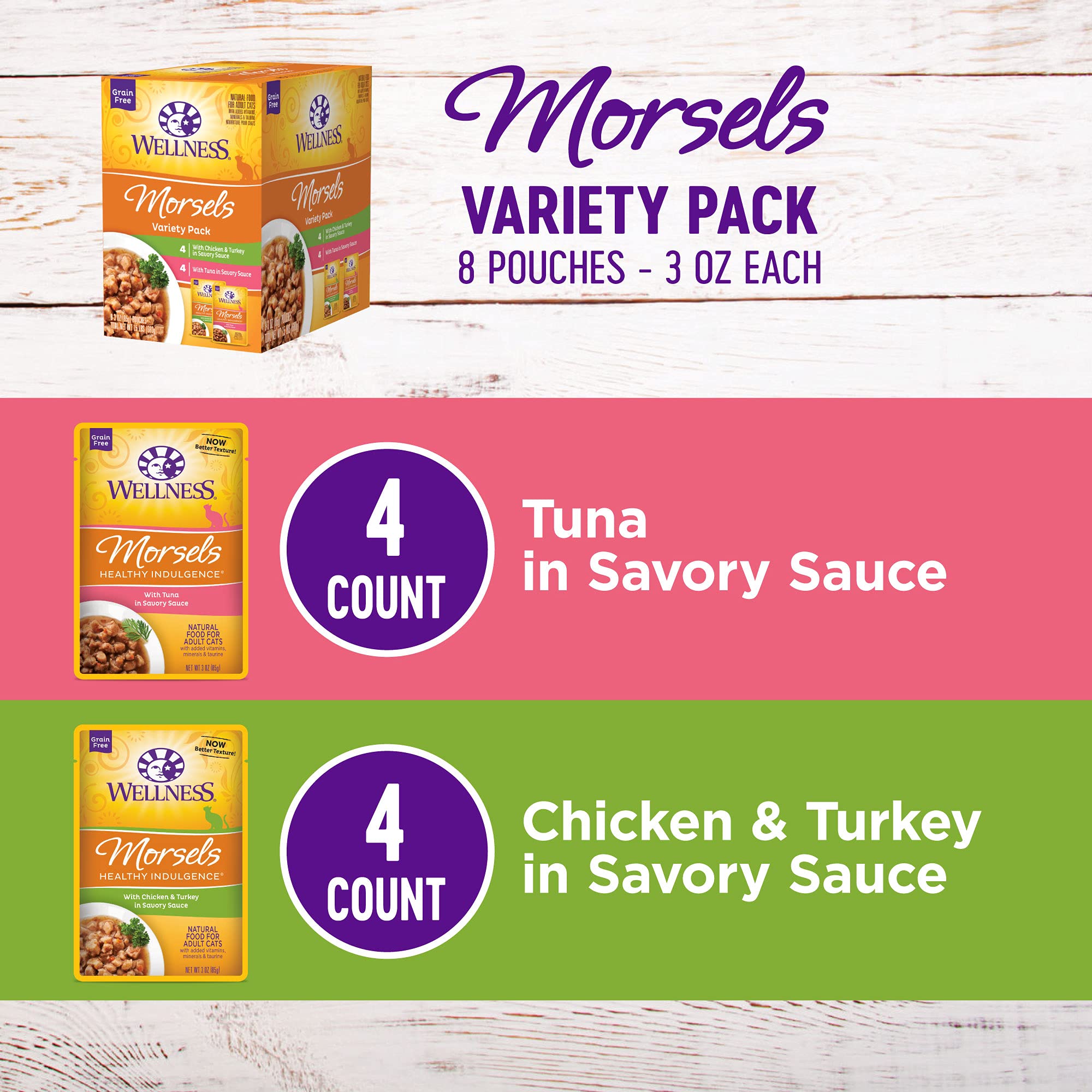 Wellness Healthy Indulgence Morsels Grain-Free Wet Cat Food, Made with Natural Ingredients and Quality Proteins, Complete and Ba