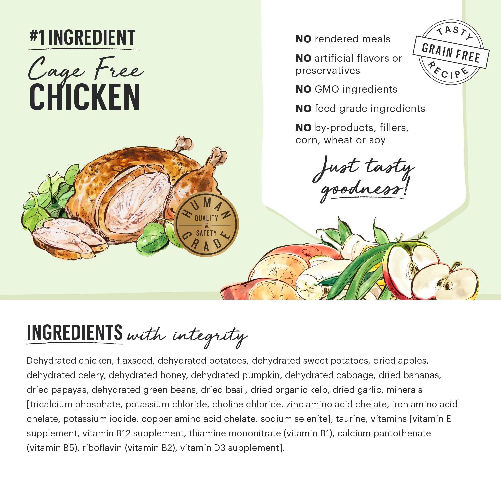 The Honest Kitchen Dehydrated Grain Free Dog Food, Chicken, 4 lb (makes 16 lbs), Complete Meal or Topper
