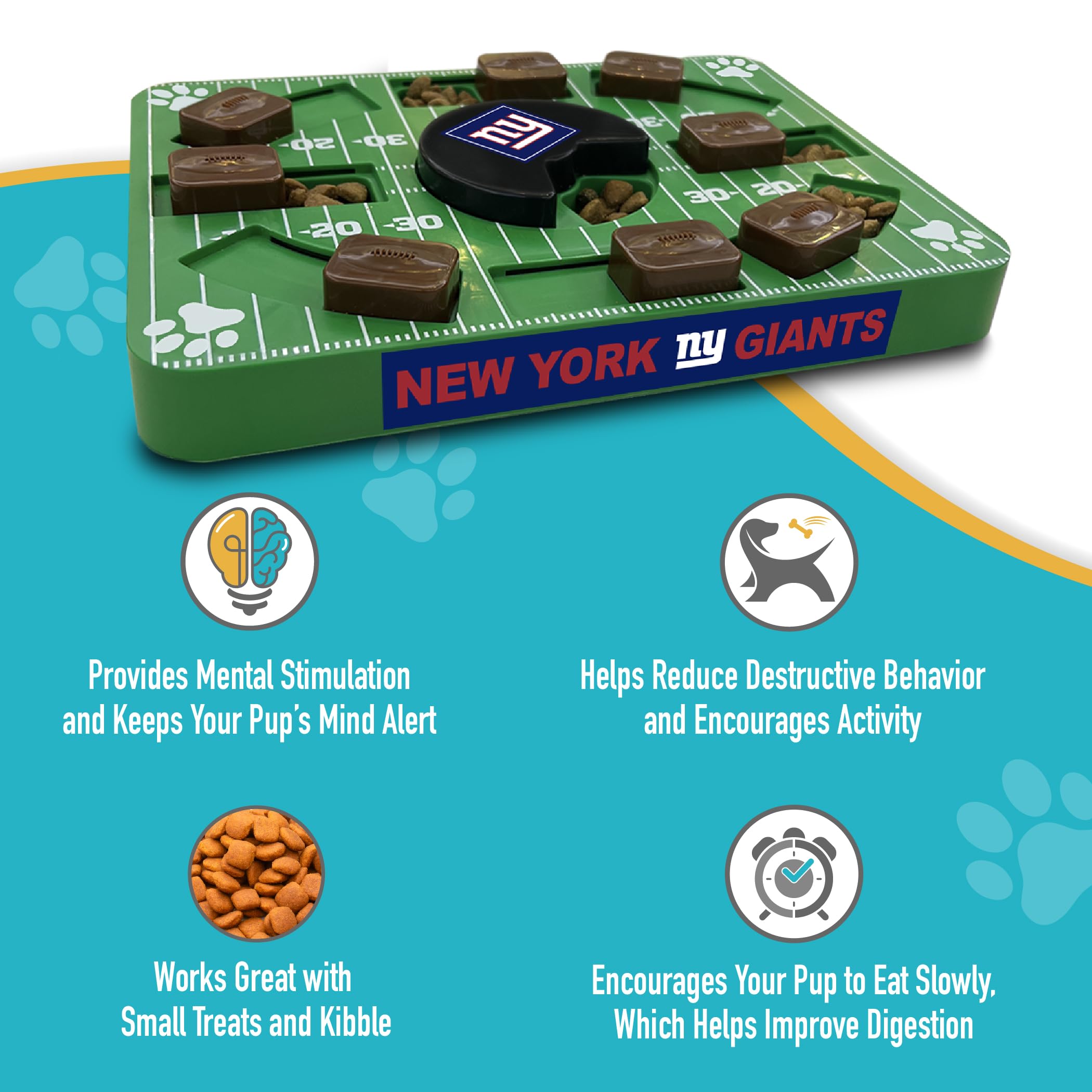 Pets First Nfl New York Giants Puzzle Toy - Interactive Dog Treat Puzzle