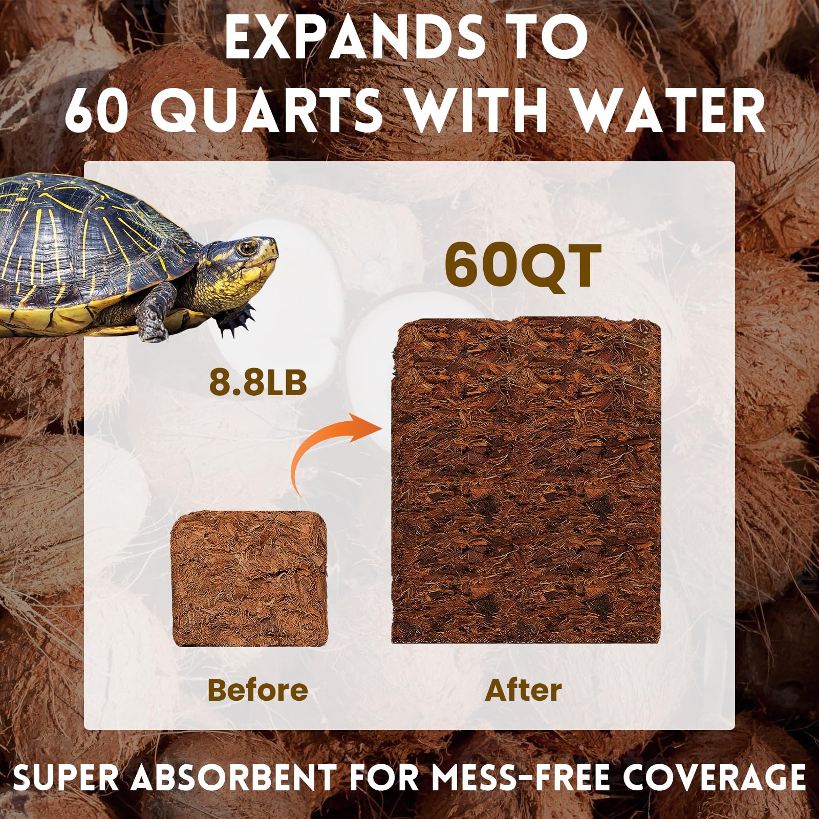 Riare 8.8Lb Coconut Chip Substrate For Reptiles, 60 Quart Coconut Fiber Substrate Coco Chips Substrate Coconut Husk Bedding For