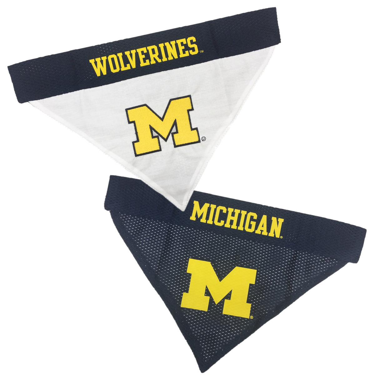 Pets First Collegiate Pet Accessories, Reversible Bandana, Michigan Wolverines, Small/Medium, Black/White