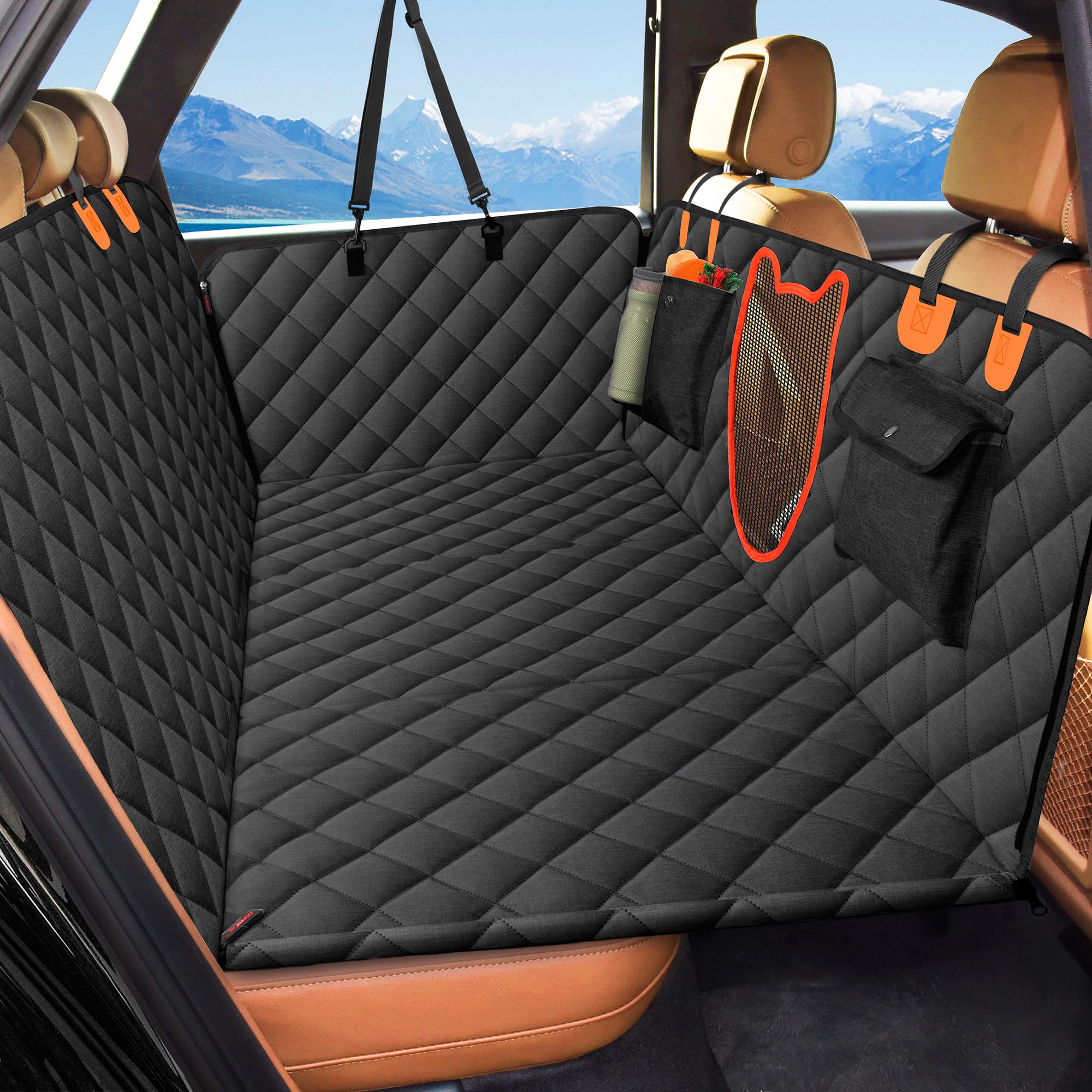 Jxfukal Back Seat Extender For Dogs, Dog Car Seat Cover For Back Seat Waterproof Dog Hammock For Car With Hard Bottom Holds 400L