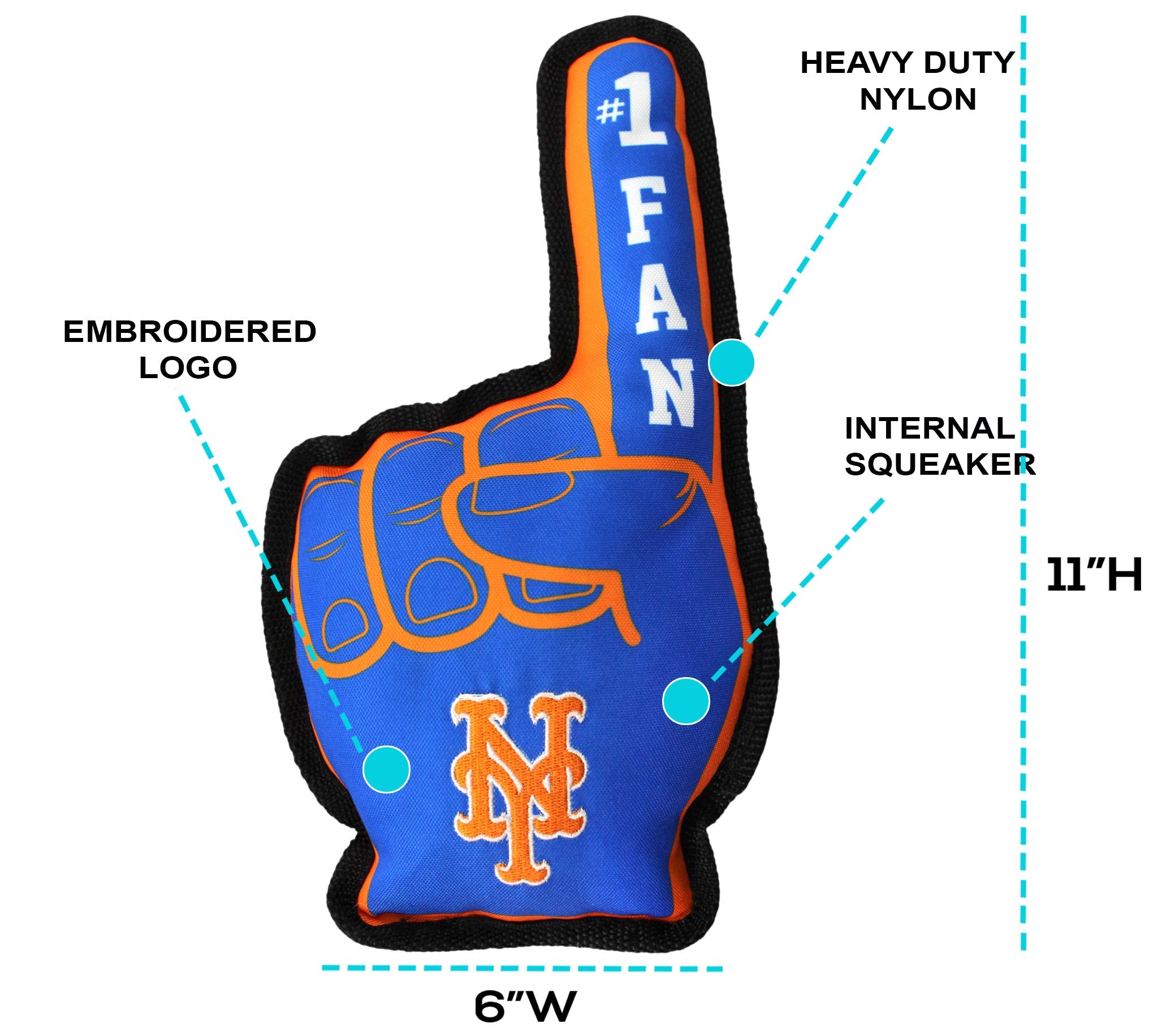 MLB New York Mets MET-3277MLB NEW YORK METS #1 FAN TOY. Best SPORTS Dog Toy with Double stitched trim & Tough Nylon material fil