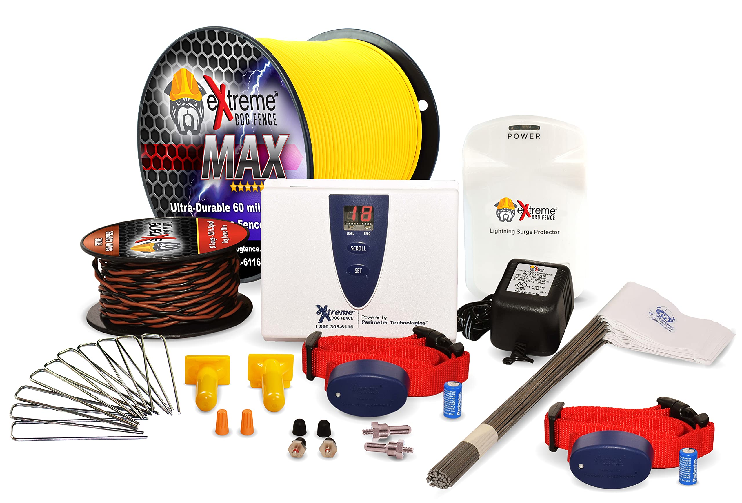 Extreme Dog Fence Max Grade Electric Dog Fence - 2 Dog Kit - 2000 Feet Of Heavy Duty -Plus Maximum Duty Wire For Ultimate Perfor