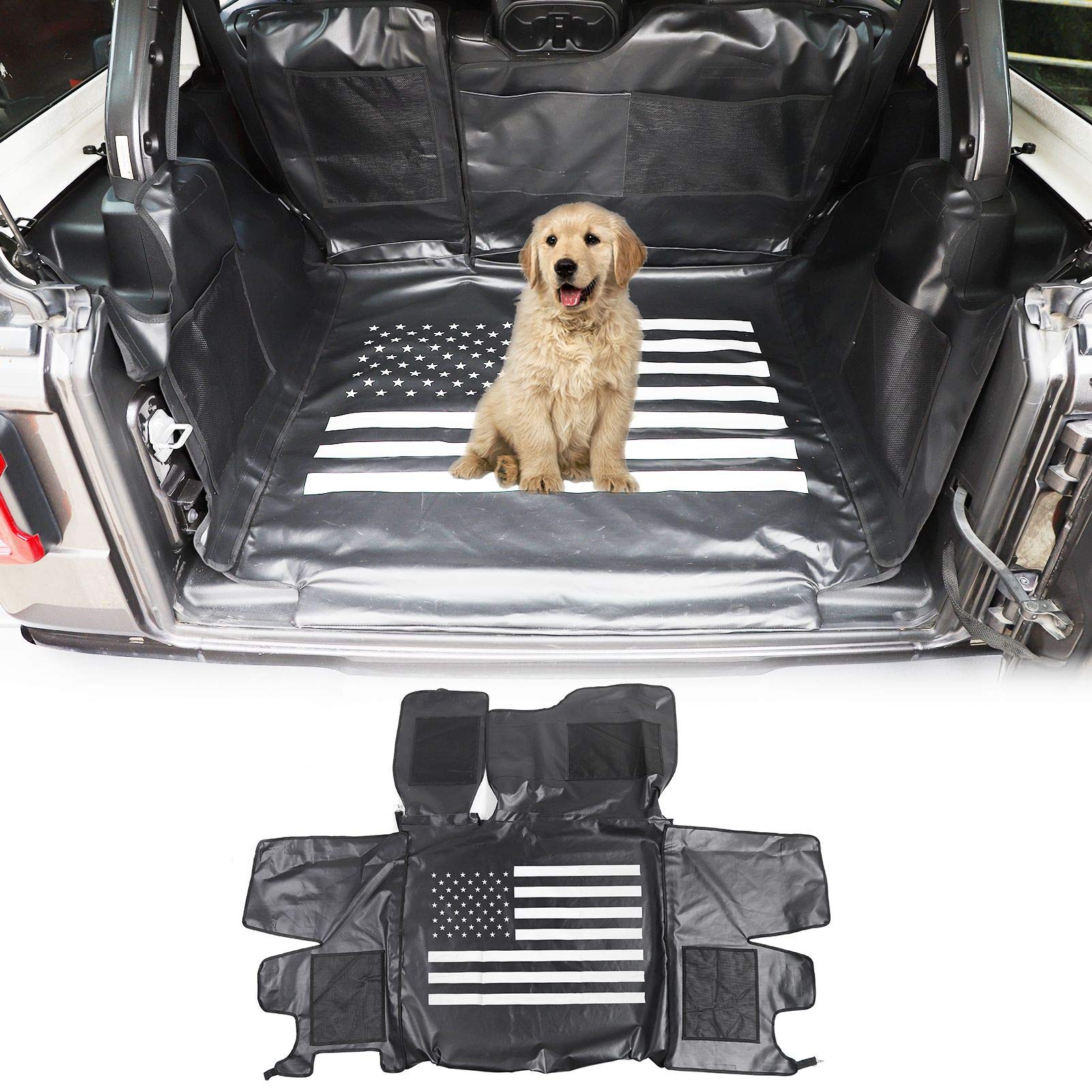 Jecar For Wrangler Jl Pet Dog Barrier Rear Seat Divider Trunk Cargo Cover Water Proof Pet Seat Cover For 2018-2023 Jeep Wrangler