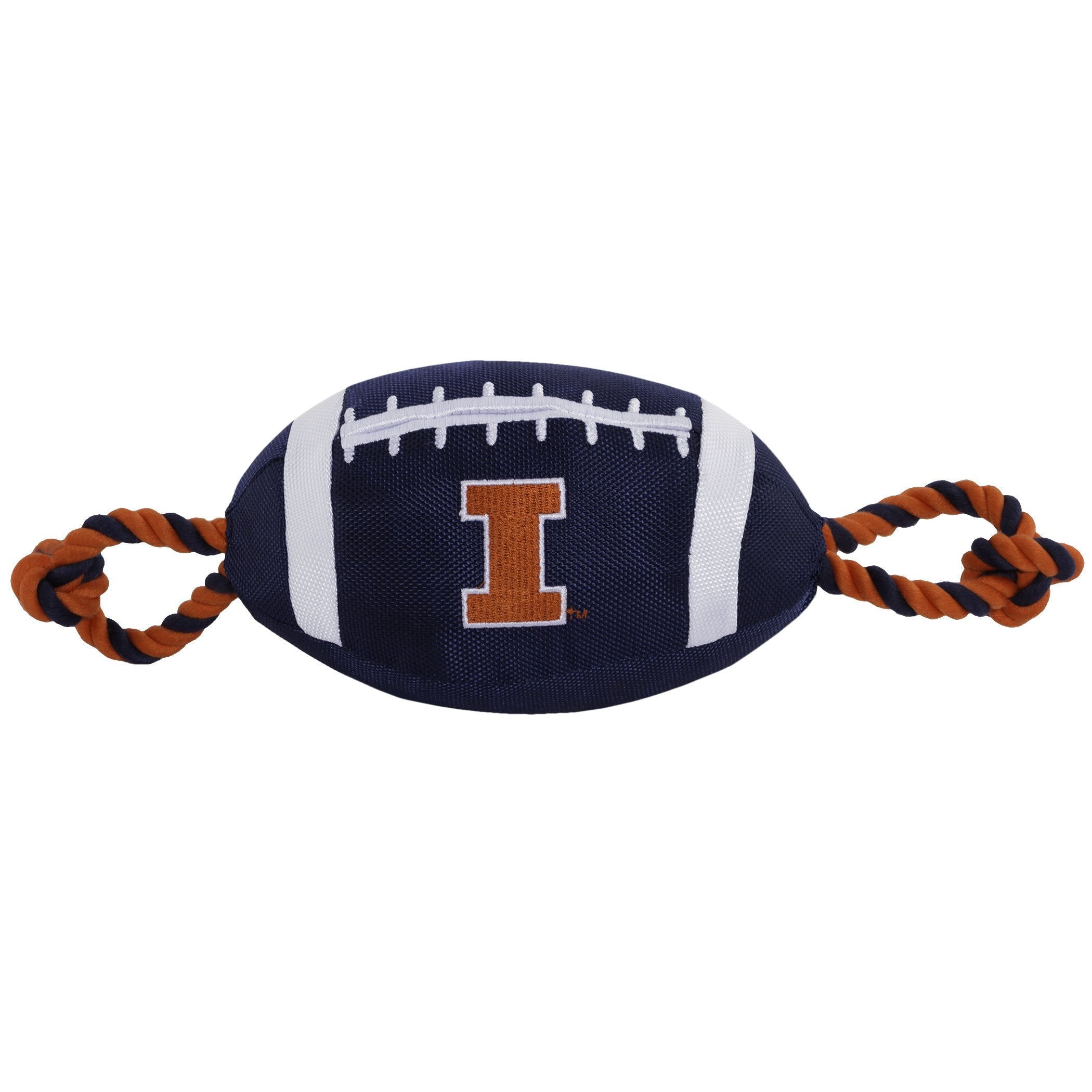 Pets First Ncaa Illinois Fighting Illini Football Dog Toy, Tough Quality Nylon Materials, Strong Pull Ropes, Inner Squeaker, Col