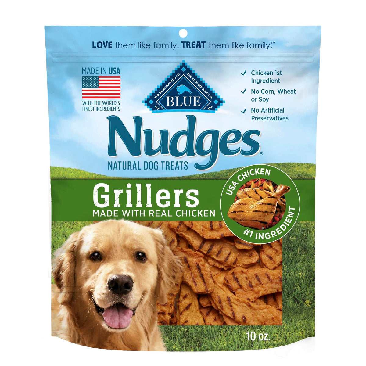Blue Buffalo Nudges Grillers Natural Dog Treats Made With Real Chicken, Made In The Usa, Chicken, 10-Oz. Bag