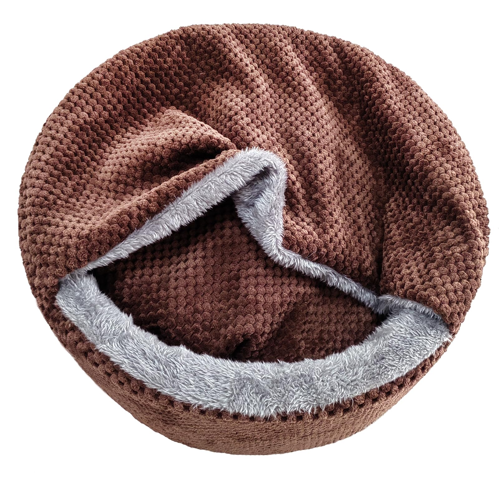 Winsterch Washable Cat Bed - Round Soft, Cozy & Warming For Indoor Cats. Calming Kitten Pet Bed. Small Pet Covered Cat Cave Beds