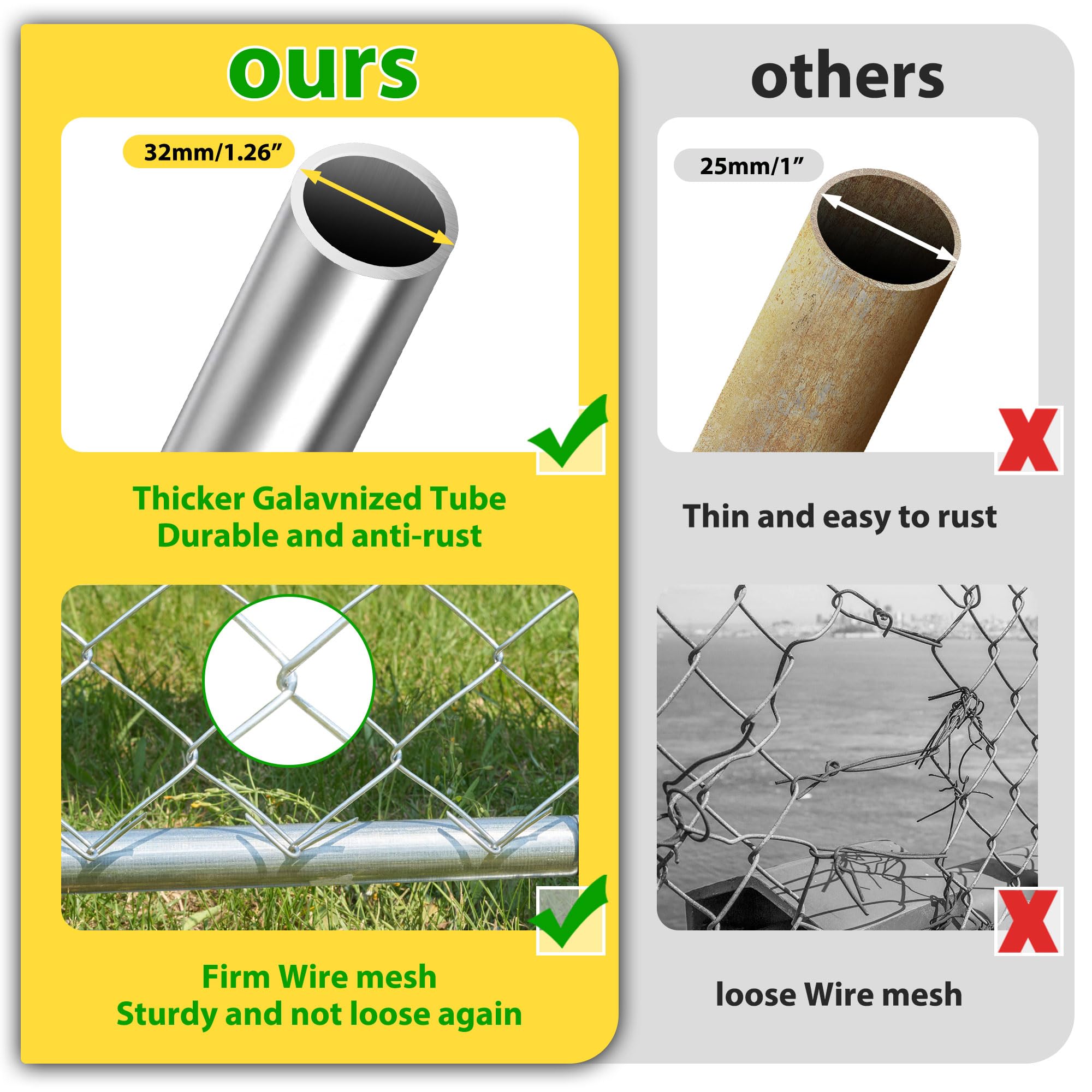 10'X10'X6.56' Large Outdoor Dog Kennel With Roof, Heavy Duty Outside Dog Run Enclosure Dog Pen House Pet Playpen With Galvanized