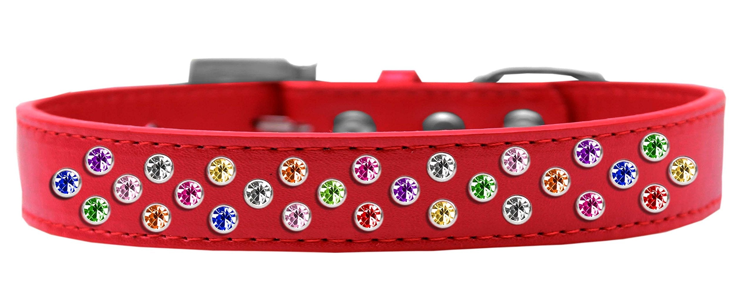 Mirage Pet Products Sprinkles Dog Collar with Confetti Crystals, Size 18, Red