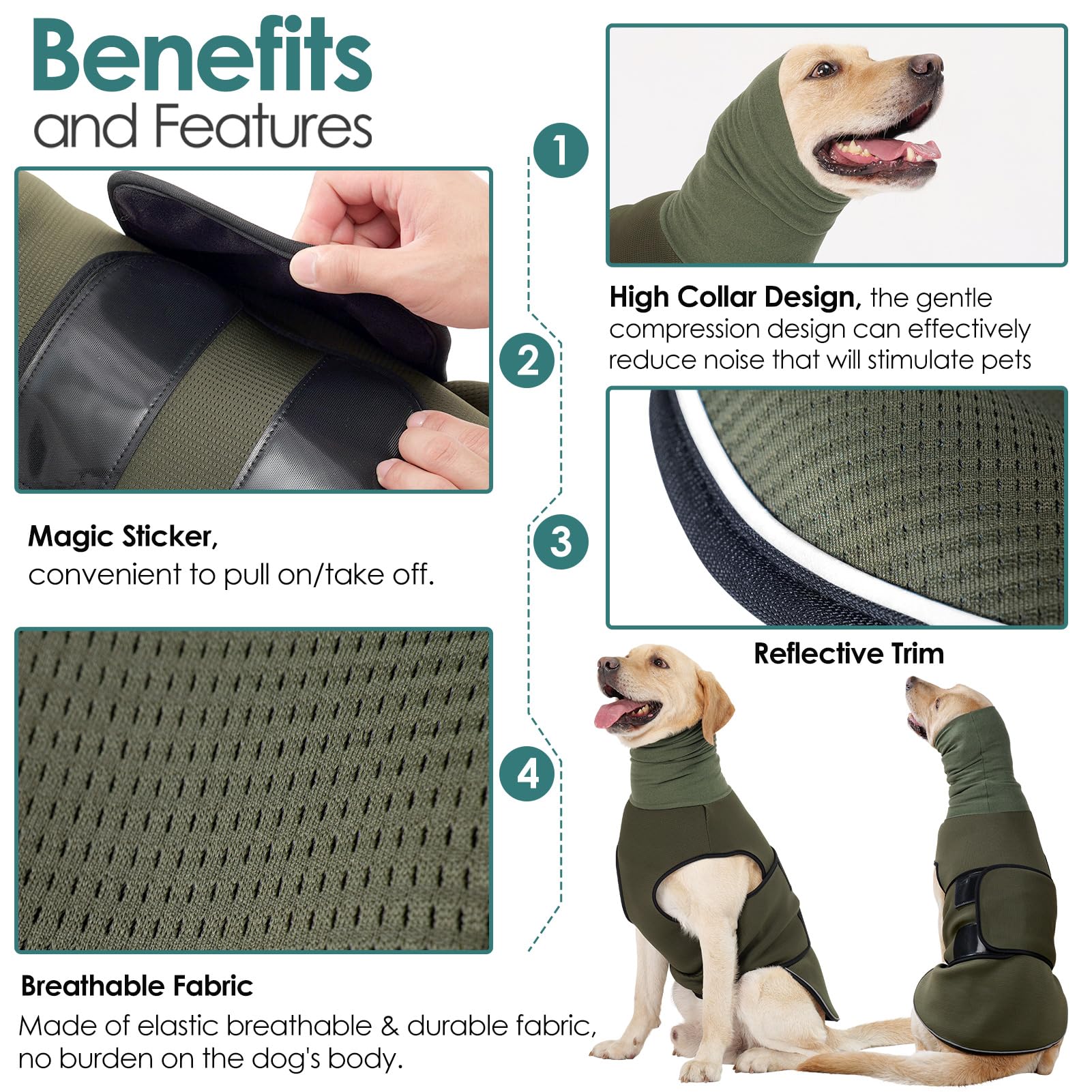 Aofitee Dog Anxiety Vest, Thunder Jacket X Large, Breathable Calming Shirt For Fireworks, Thunder, Travel, Separation, Anti-Anxi